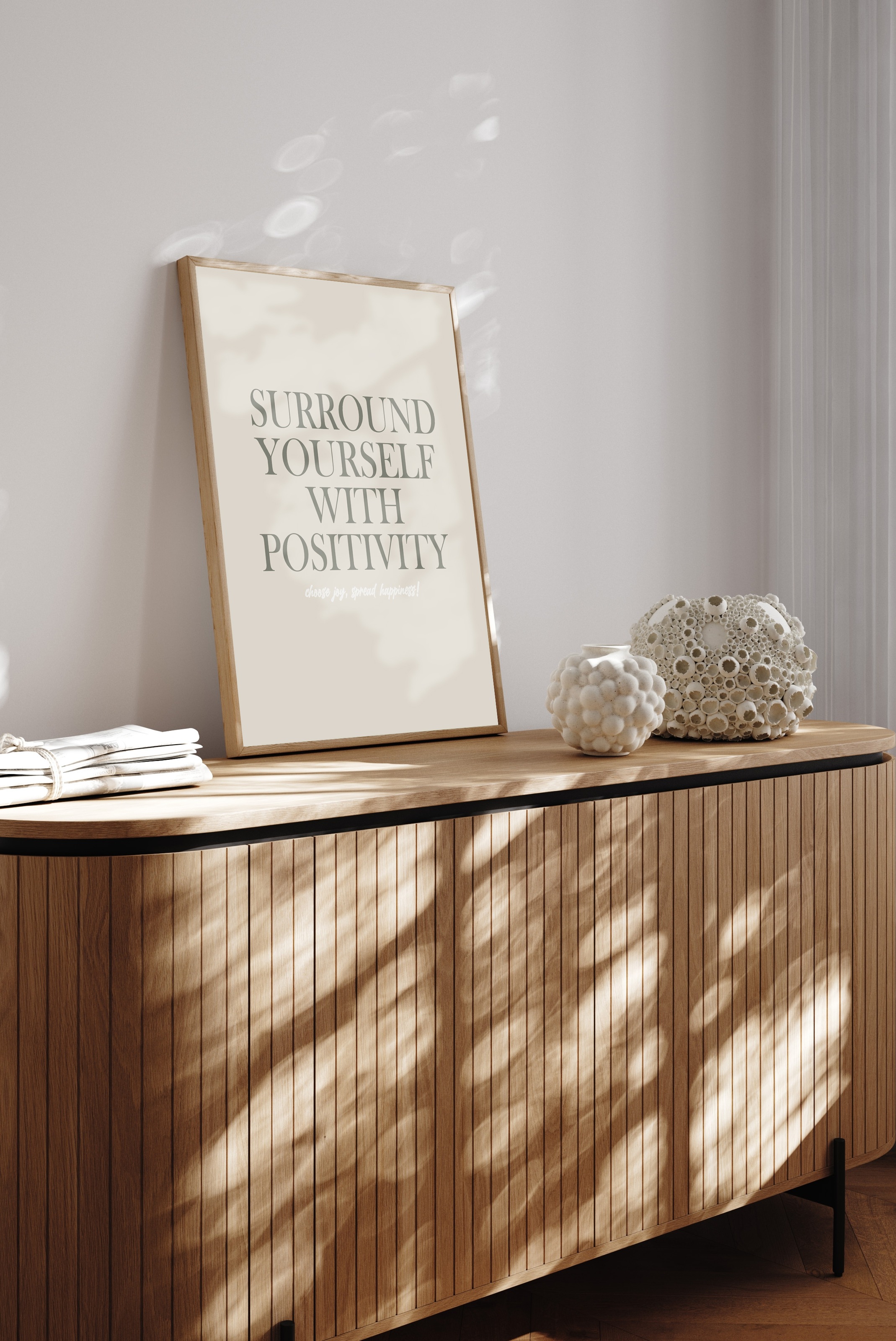 Kunstdruck S.OLIVER "Motivation & Positivity", farbe rahmen: beige, farbe bild(er): beige, B:30cm H:40cm T:2,5cm, Holz, Papier, Plexiglas, Bilder, gerahmt, Rahmen aus Holz, Echtholz 2