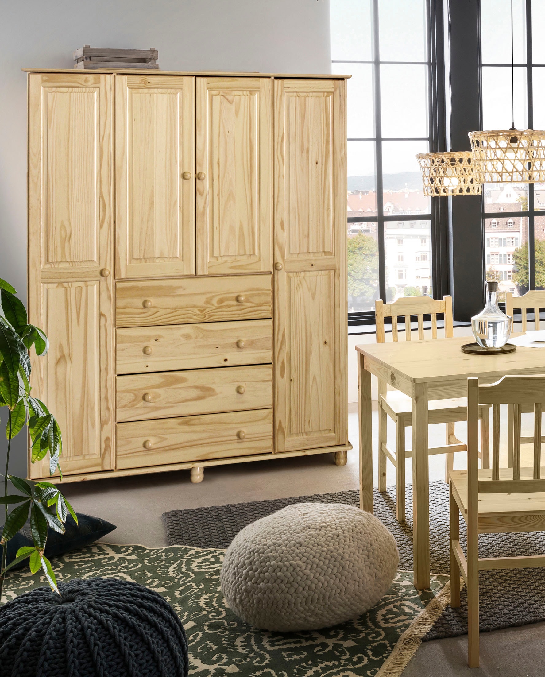 Möbilia Kleiderschrank 1 Stk. tlg. gefertigt aus massivem Kiefernholz günstig online kaufen