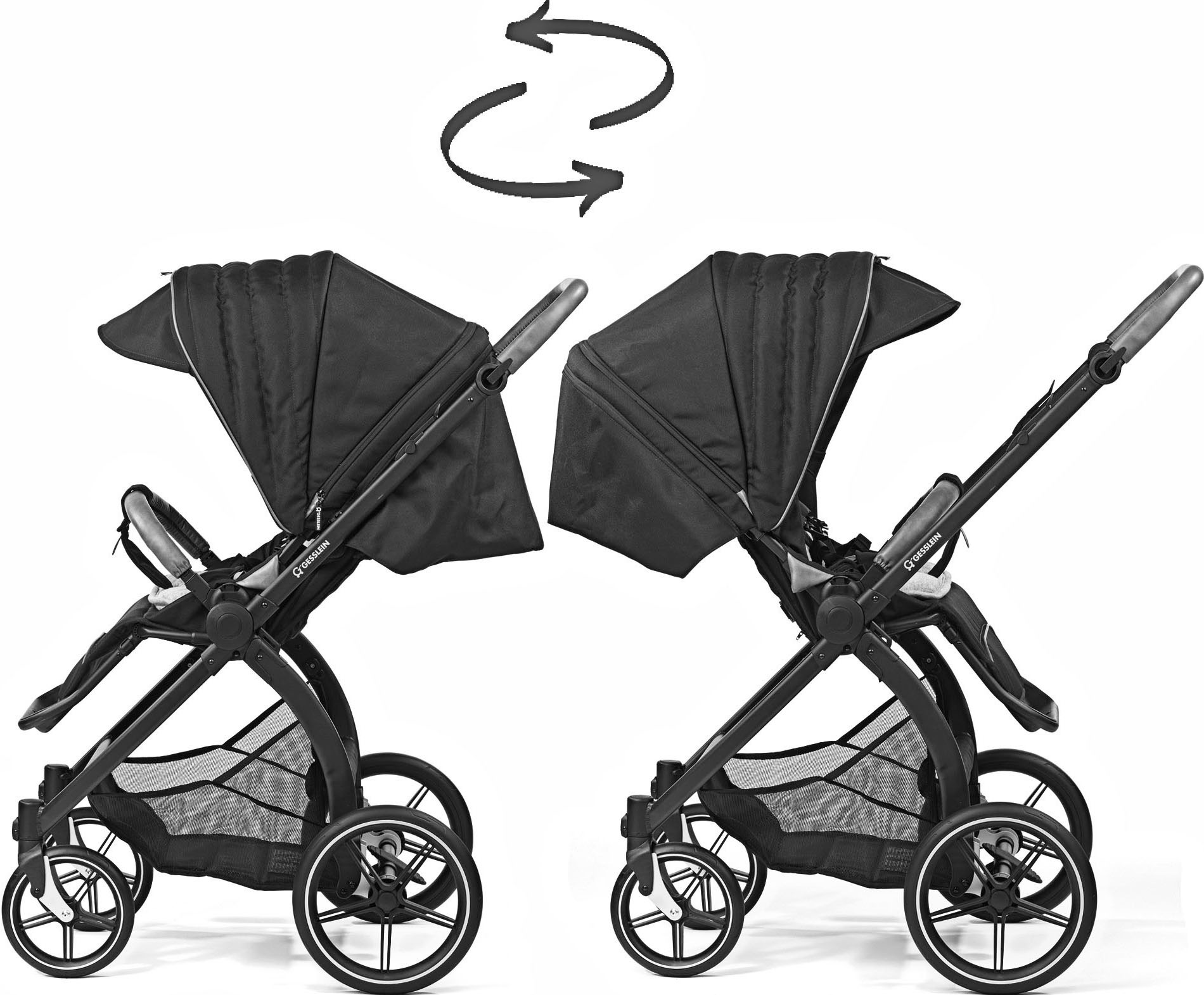 Gesslein Kombi-Kinderwagen »FX4 Soft+ mit Aufsatz Swing schwarz, aqua mint«, mit Babywanne C3 und Babyschalenadapter