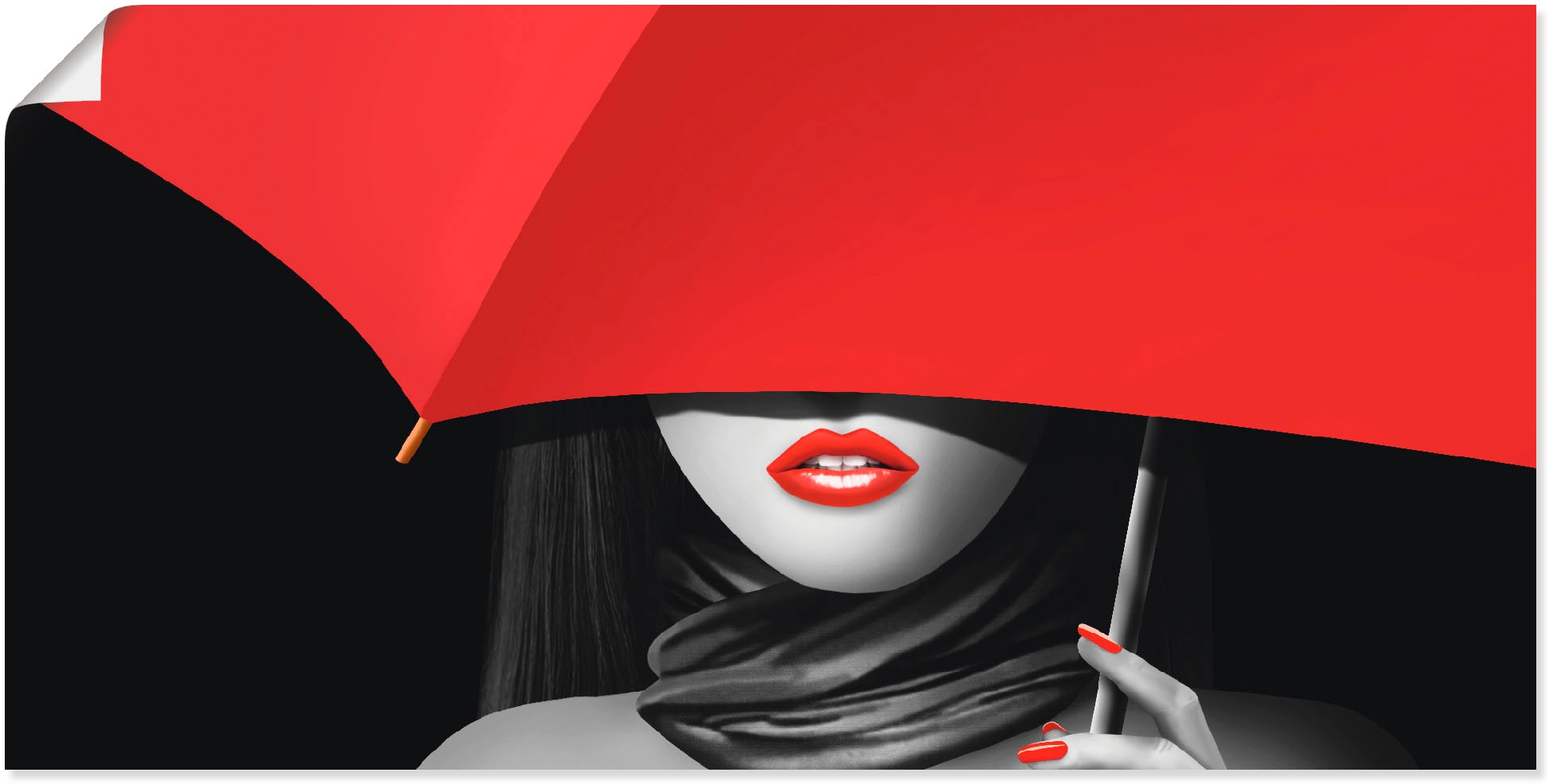 Lippen (1 oder versch. bestellen als Wandaufkleber in »Rote Frau, Regenschirm«, unter Wandbild dem Größen Artland Leinwandbild, Alubild, St.), | BAUR Poster