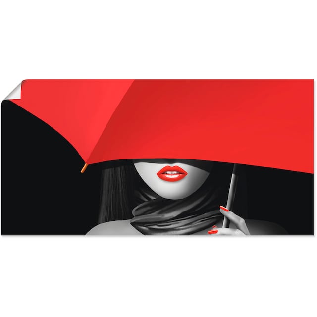Artland Wandbild »Rote Lippen unter dem Regenschirm«, Frau, (1 St.), als  Alubild, Leinwandbild, Wandaufkleber oder Poster in versch. Größen  bestellen | BAUR