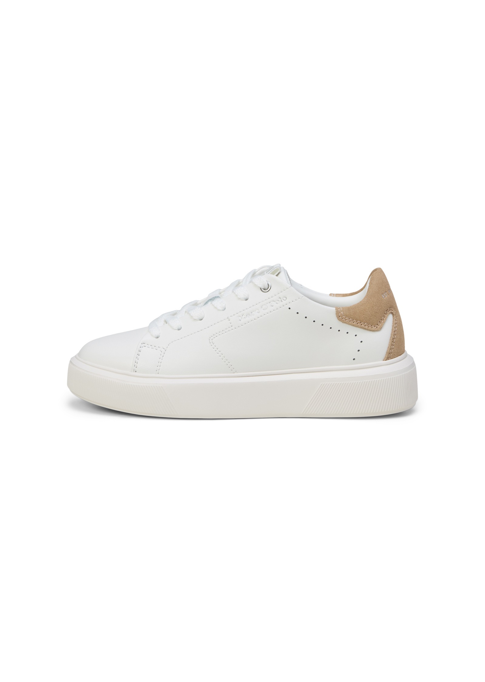 Sneaker MARC O'POLO "aus edlem Rindleder", Damen, Gr. 36, sanftes weiß, fine sand, Obermaterial: 100% Leder, unifarben, Schuhe Sneaker 2