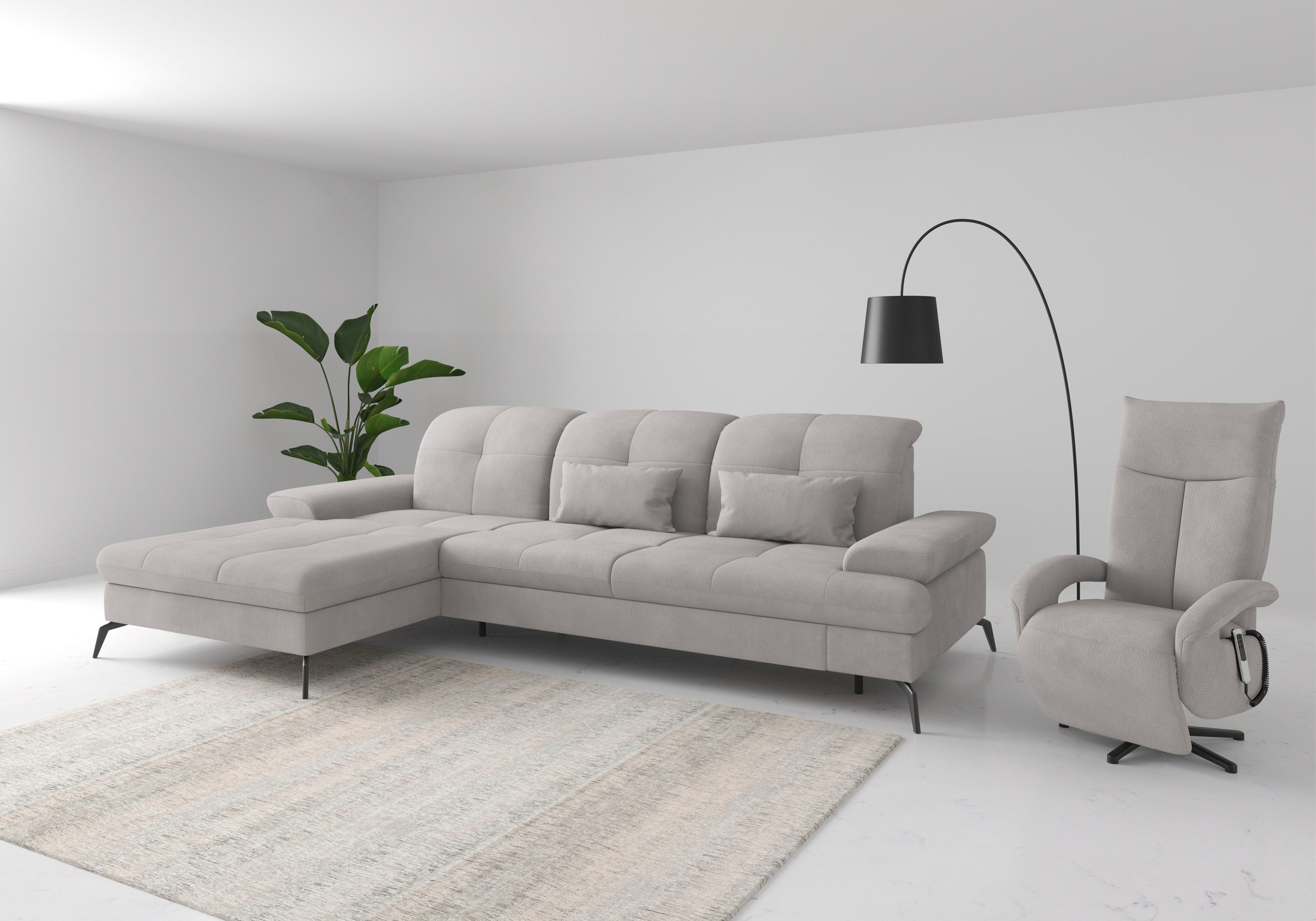 sit&more Ecksofa "Amica, L-Form, inkl. Sitztiefenverstellung & Armteilverstellung" wahlweise mit Schlaffunktion, Bettkasten und Kopfteilverstellung