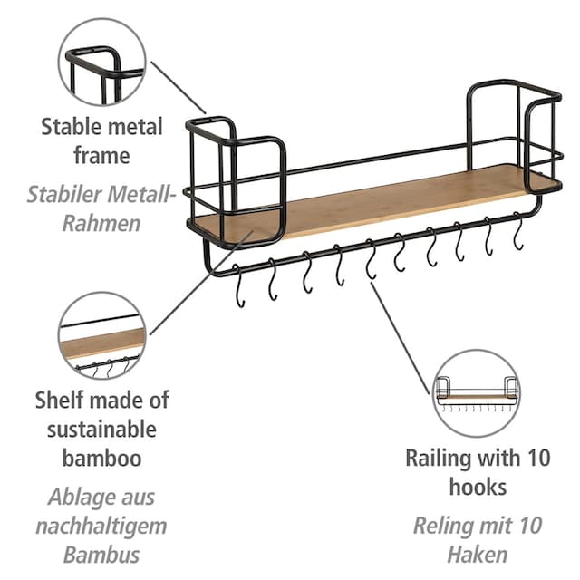 WENKO Wandregal »Loft«, 1 Etage + Aufhängemöglichkeiten kaufen | BAUR