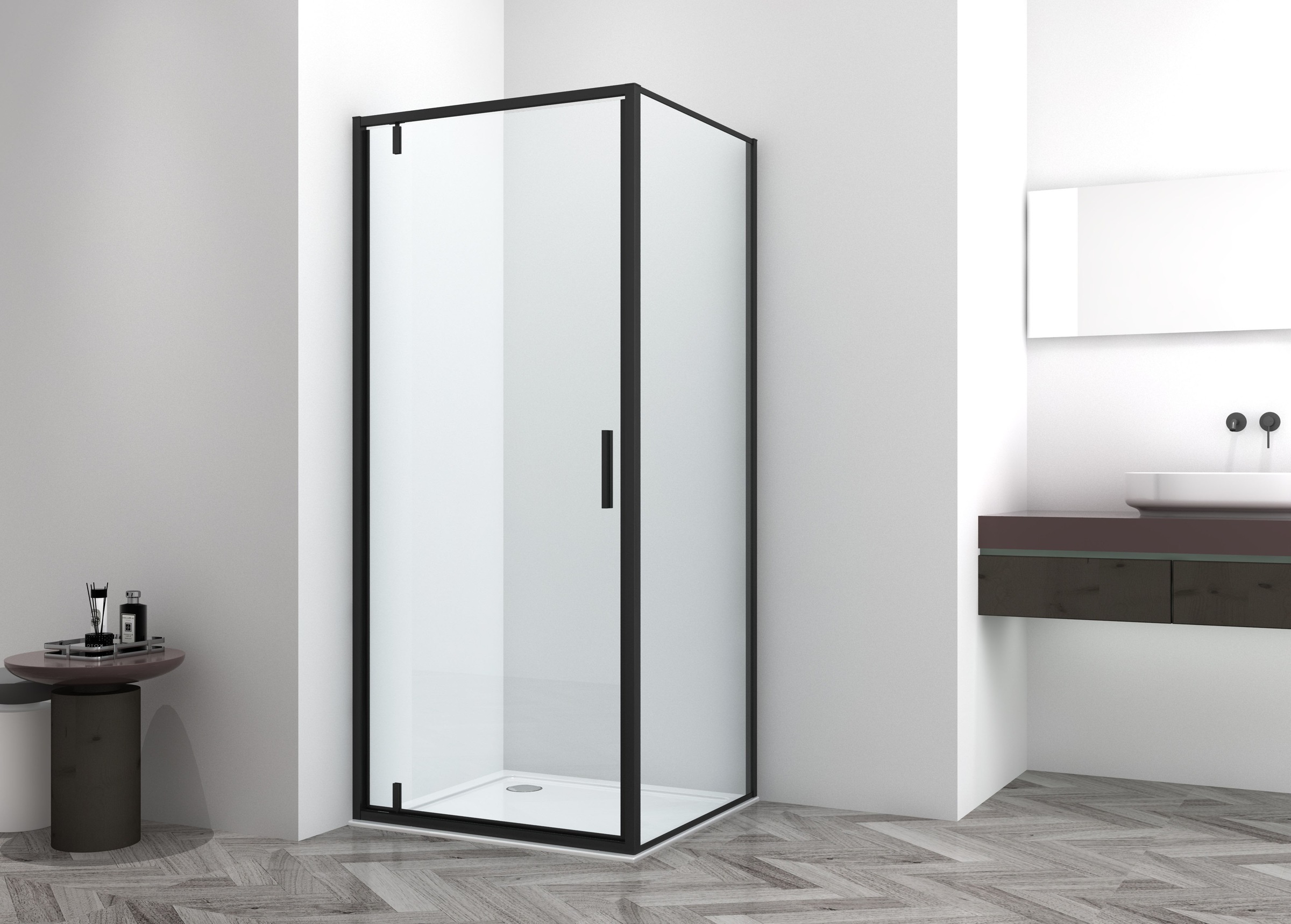 Sanotechnik Dusch-Schwingtür »Sanotechnik SlimLine Schwenktür schwarz« Easy Clean Beschichtung