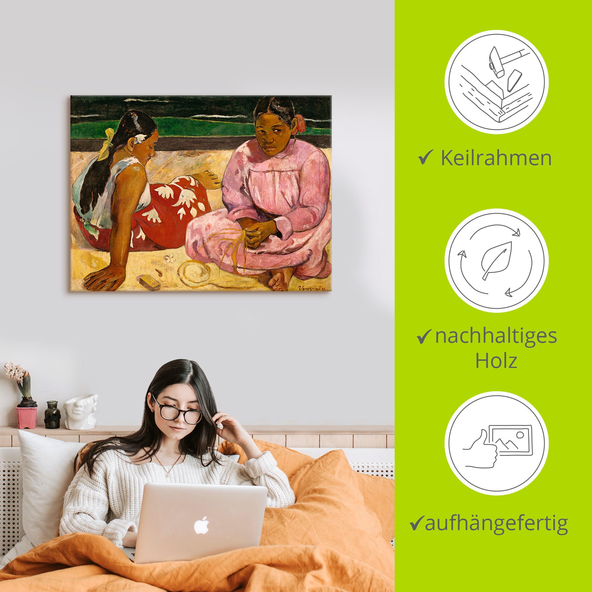 Artland Leinwandbild »Frauen von Tahiti (oder: Am Strand).1891«, Frau, (1 St.), auf Keilrahmen gespannt