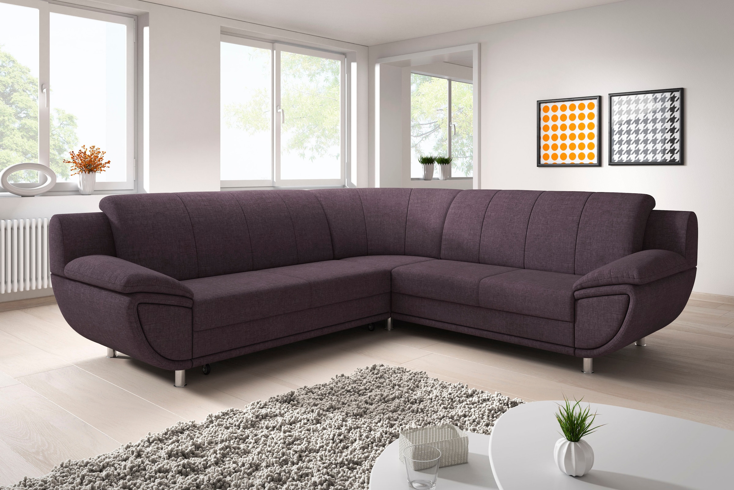 TRENDMANUFAKTUR Ecksofa »Rondo II, L-Form«, wahlweise mit Federkern, wahlweise mit Bettfunktion