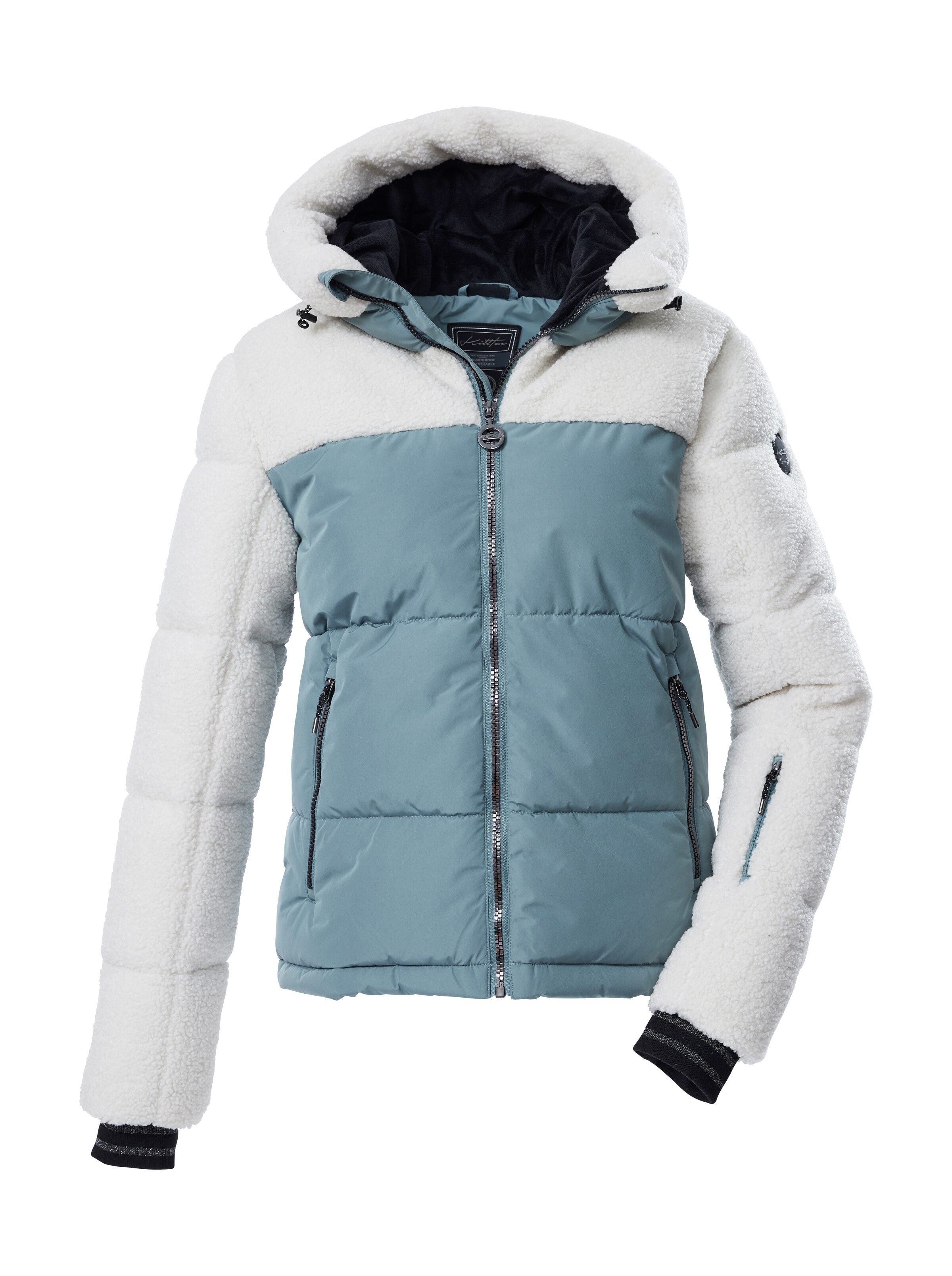 Killtec Skijacke "KSW 111 WMN SKI QLTD JCKT" Damen Ski-Steppjacke mit Glitzerstreifen und abnehmbaren Schneefang
