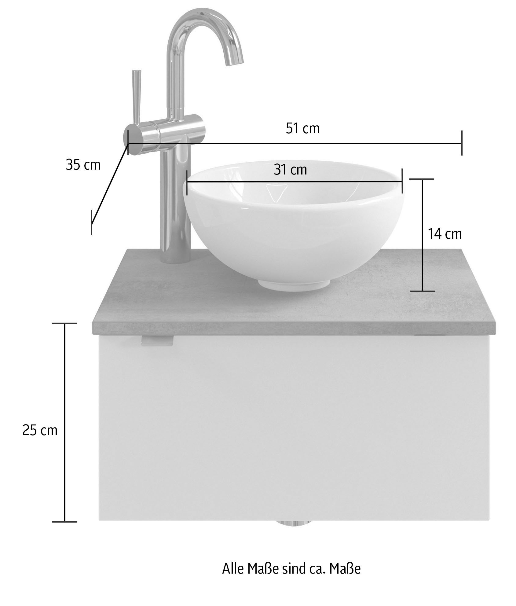 Saphir Badmöbel-Set »Serie 6915«, (4 St.), Gäste-Bad, 51 cm breit, mit LED-Spiegel und 1 Tür