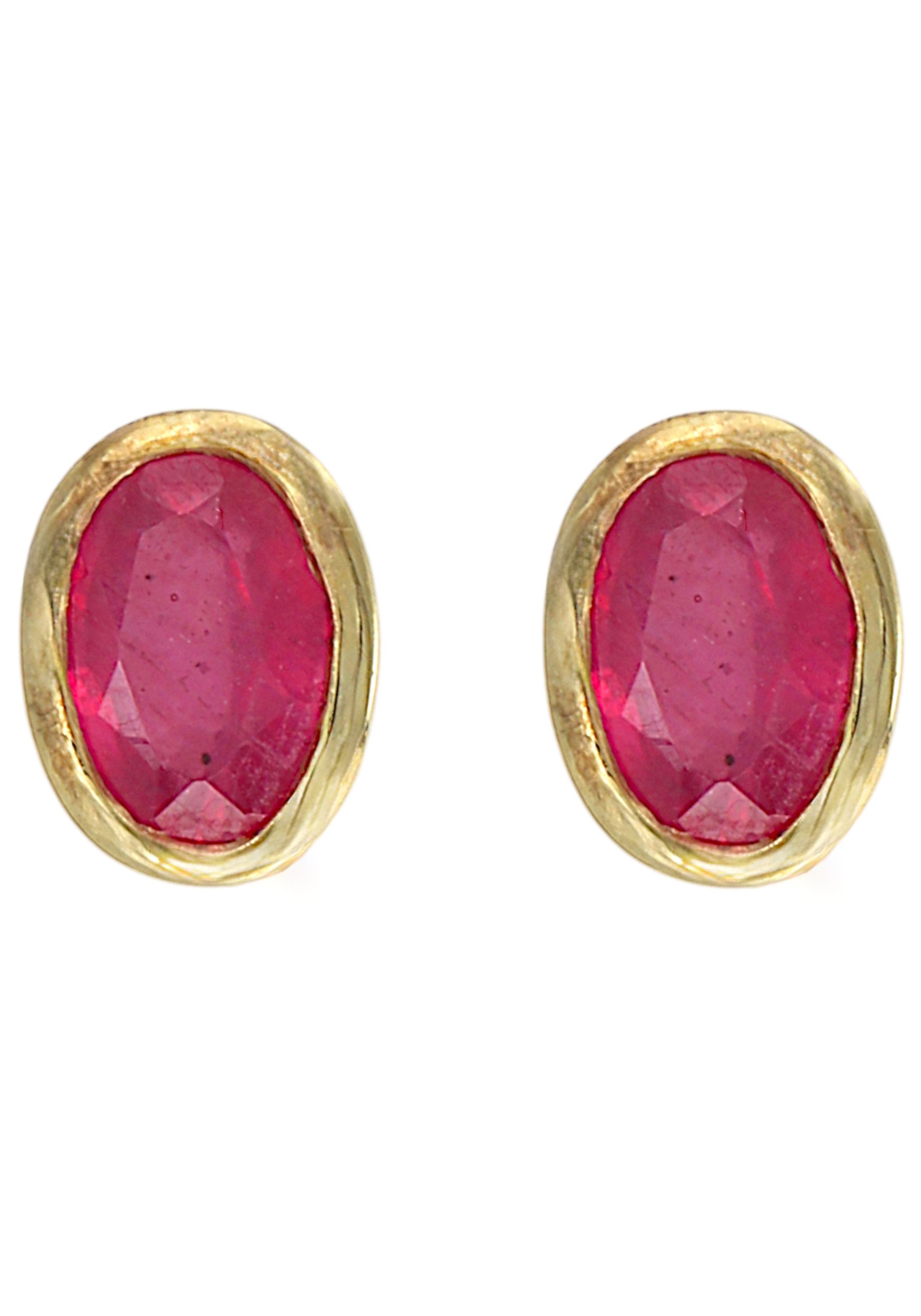 JOBO Paar Ohrstecker oval 585 Gold mit Rubin