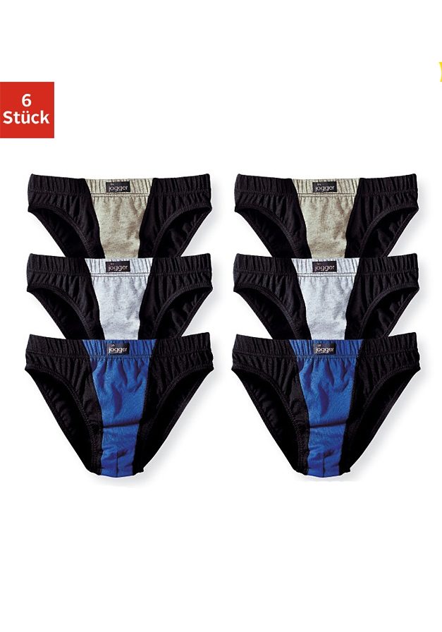 le jogger Slip Packung, 6 Stk. unifarben, mit Markenlabel und Kontrastbesatz, Baumwollmischung