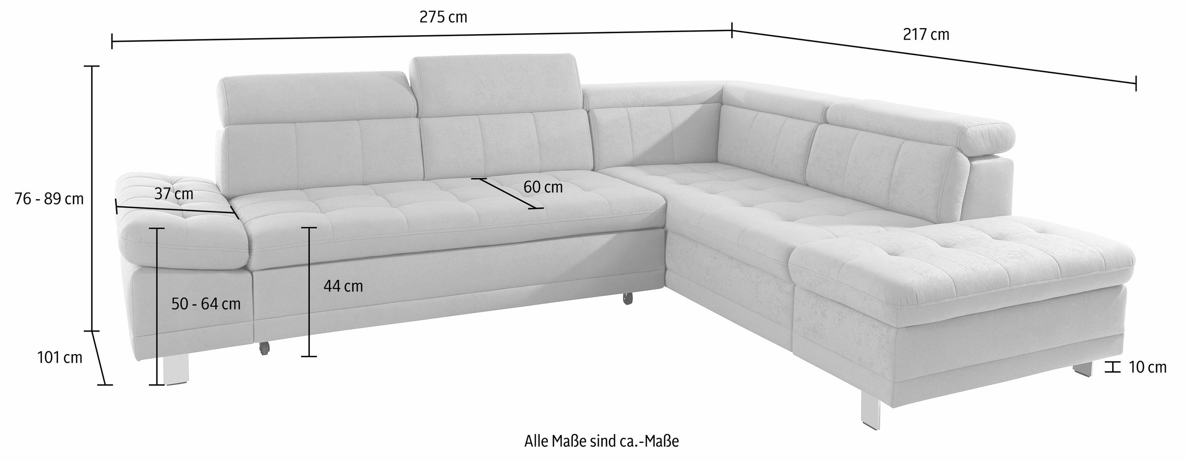 sit&more Ecksofa »Limit L-Form«, wahlweise mit Bettfunktion und Bettkasten
