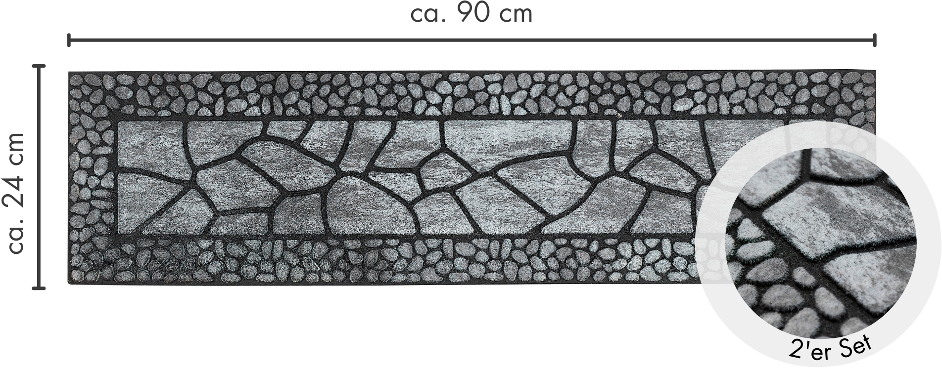 Andiamo Stufenmatte »Outdoor, 2er Set« rechteckig 6 mm Höhe Outdoor-Stufenmatten, Stein Motiv, Gartenbereich, Außenbereich