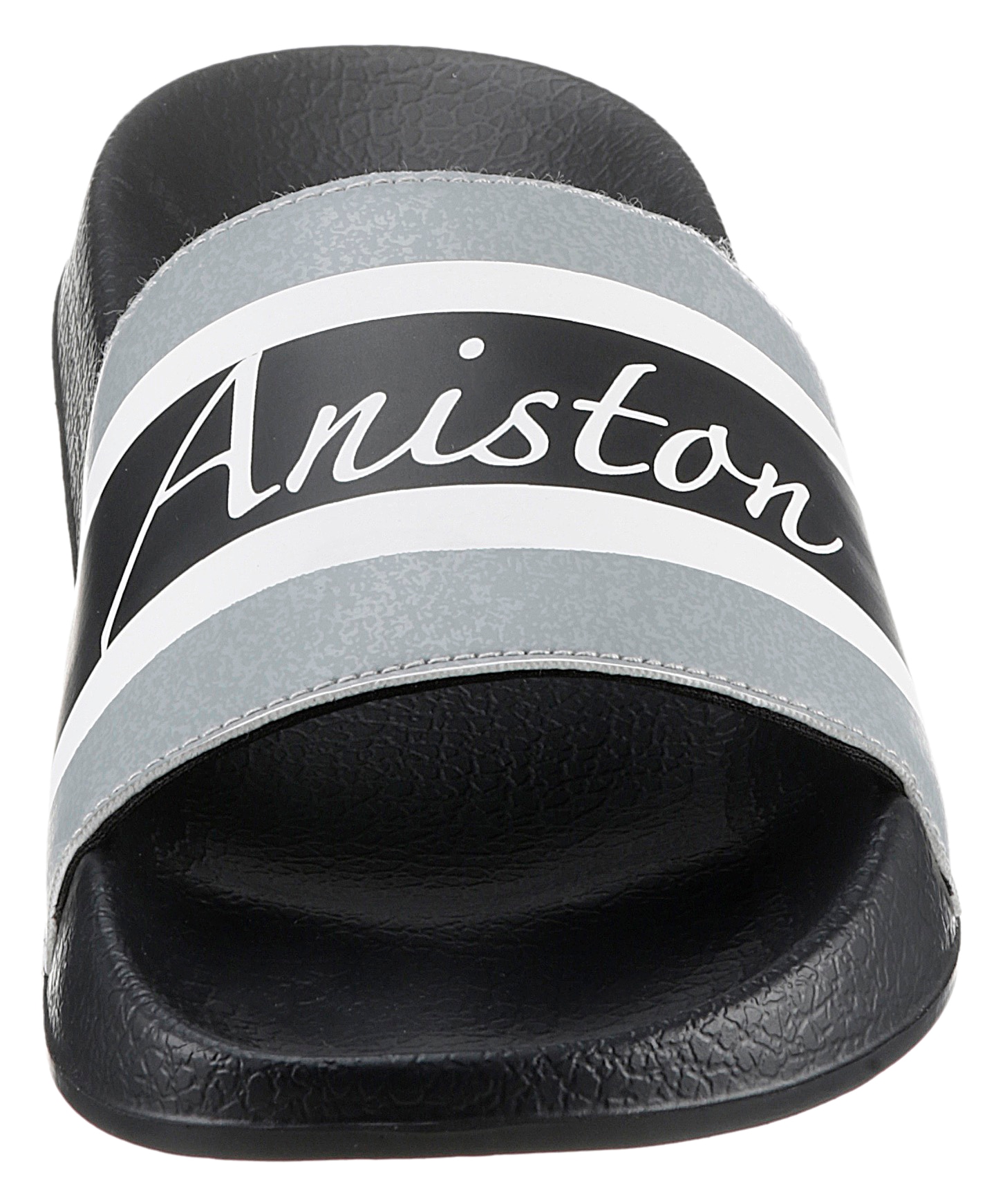 Aniston by BAUR Badepantolette, im Streifen-Dessin und mit Schriftzug - NEUE KOLLEKTION