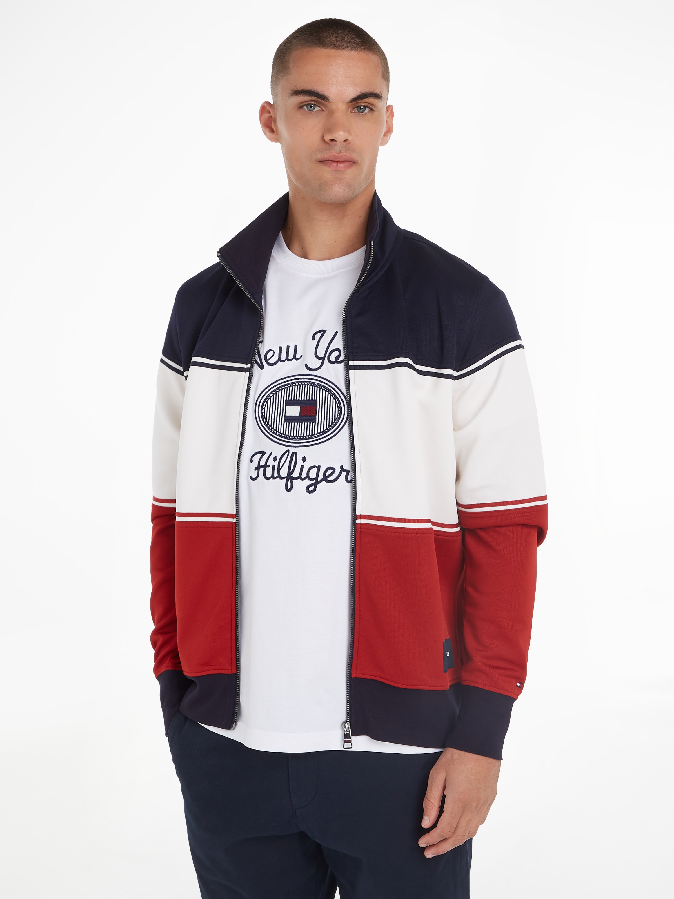 Tommy Hilfiger Sweatjacke "COLOURBLOCK TRACK JACKET", mit Stehkragen