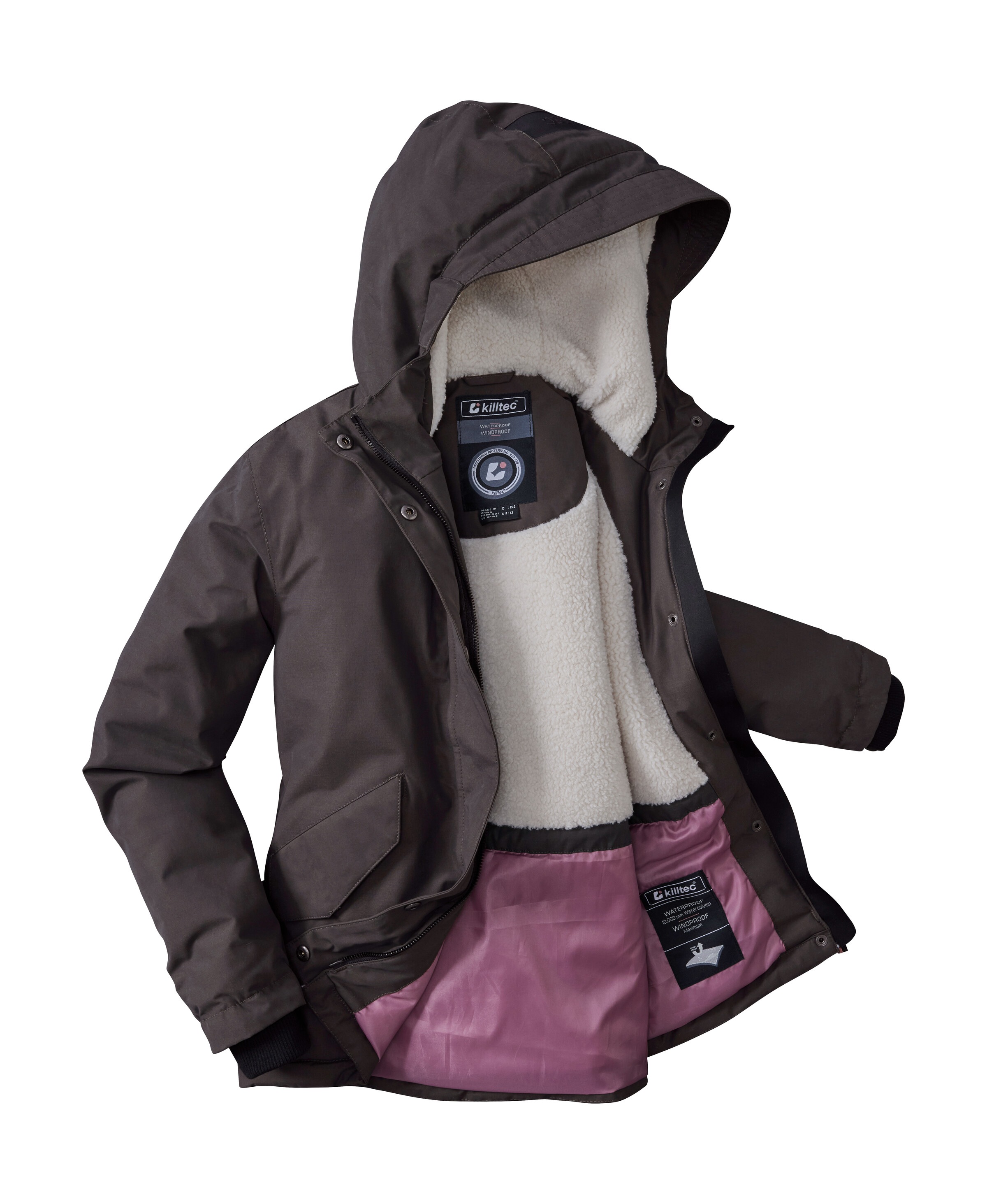Killtec Funktionsjacke »KOW 235 GRLS JCKT«, Wind- und wasserdichte Kids-Jacke mit Teddyfell, PFAs-frei imprägniert
