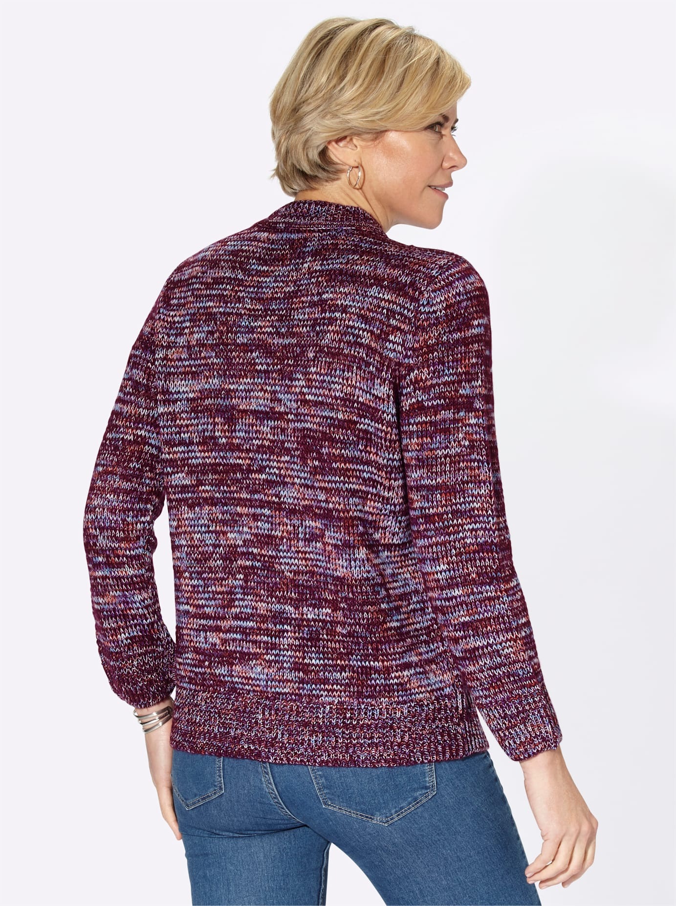 Stehkragenpullover CASUAL LOOKS "Pullover", Damen, Gr. 54, lila (brombeer, meliert), 100% Polyacryl, gemustert, mehrfarbig, Pullover Stehkragenpullover 2