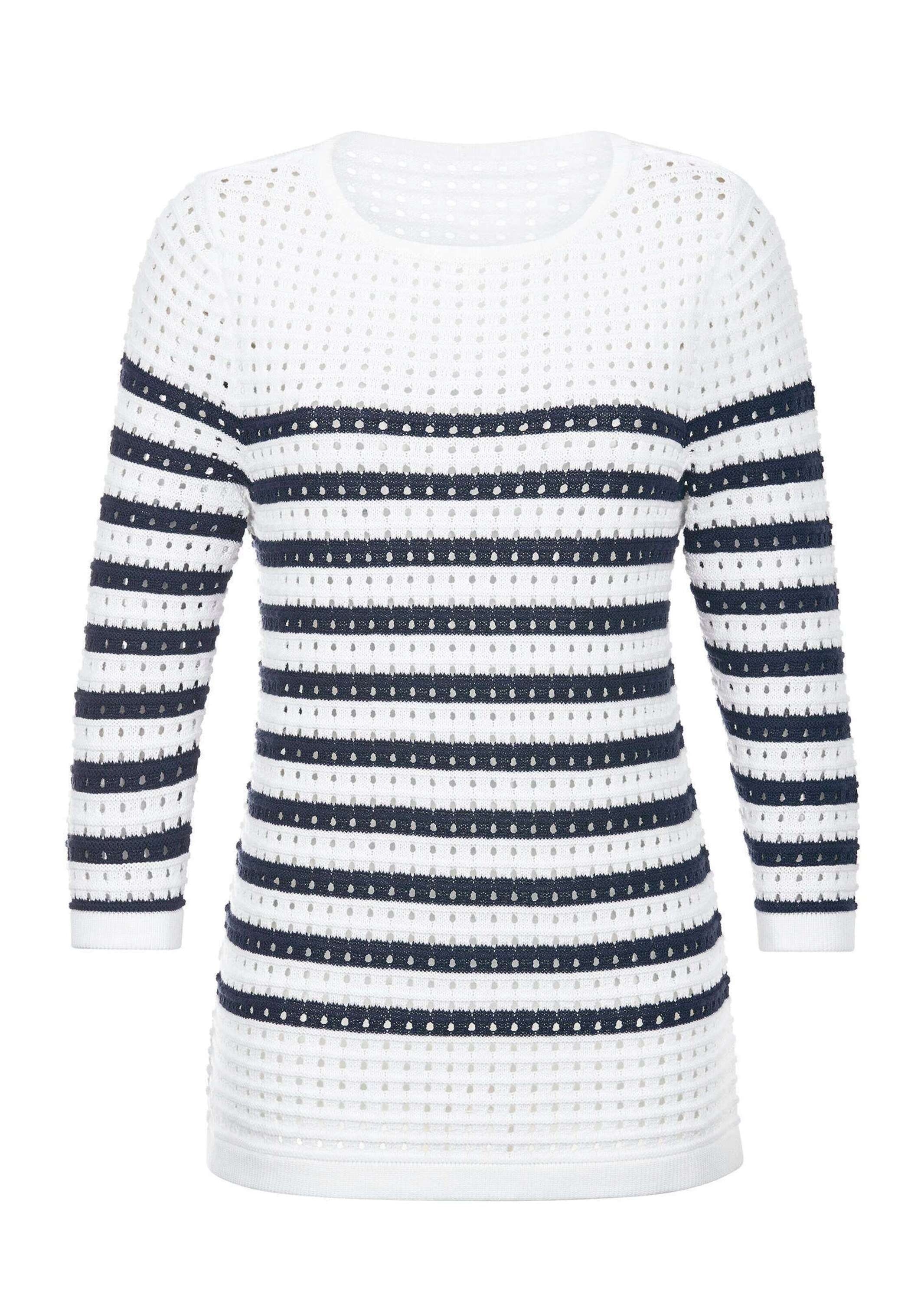GOLDNER Rundhalspullover "Ajourpullover mit Streifenmuster" modisches Lochm günstig online kaufen