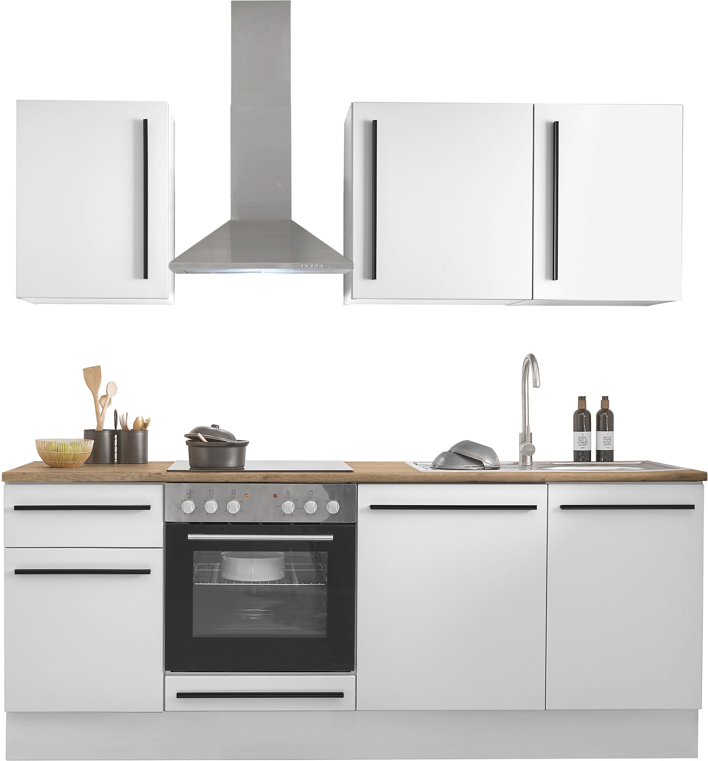 BASIC by Balculina Winkelküche "Denver, Küche BxHxT 220 x 211 x 60" Breite 220 cm, wahlweise mit E-Geräten und Induktion