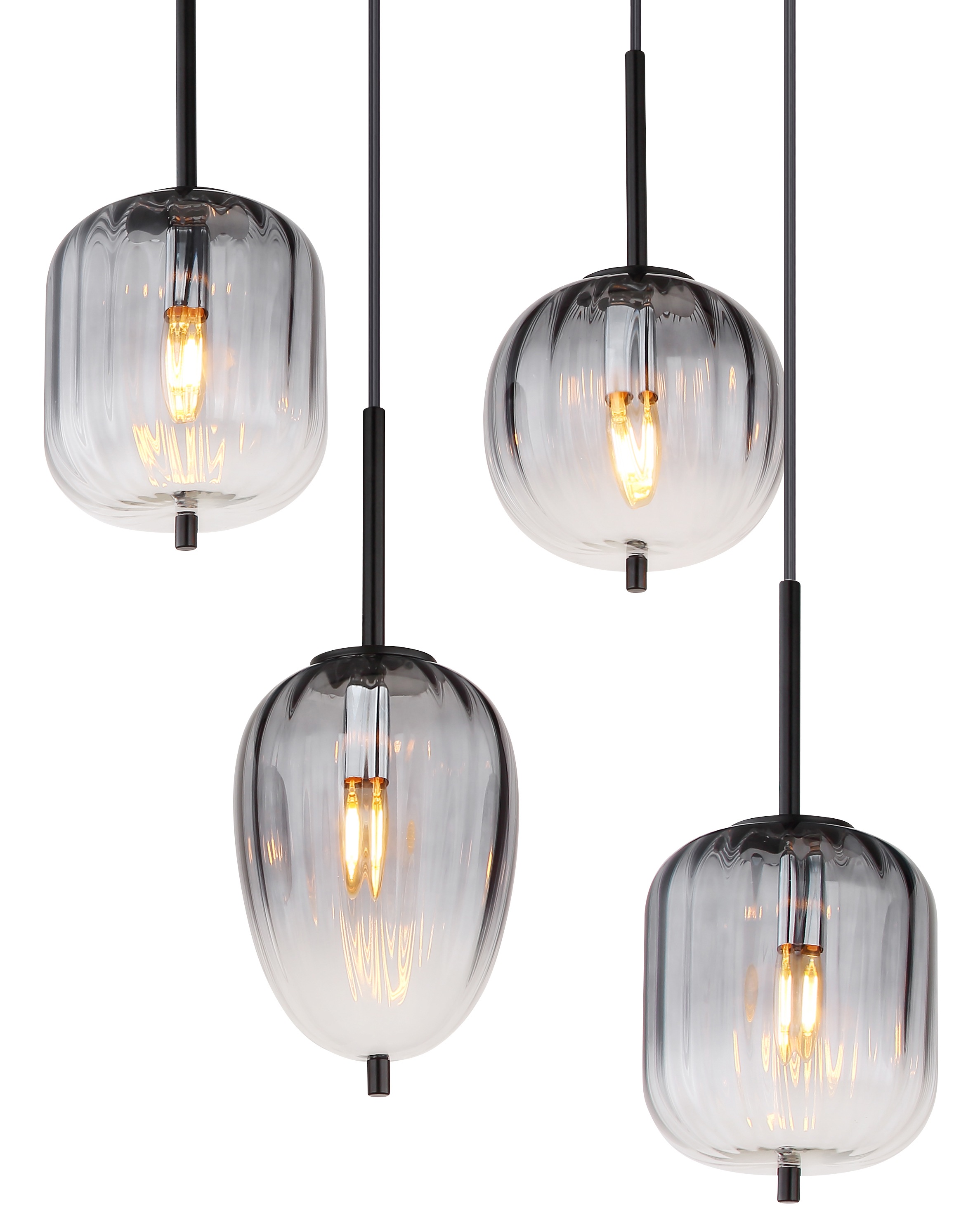 GLOBO LIGHTING Hängeleuchte »ATTILA«, Leuchtmittel E14 | ohne Leuchtmittel, Hängelampe/Pendelleuchte/verschiedene Gläser/Glas rauchfarben