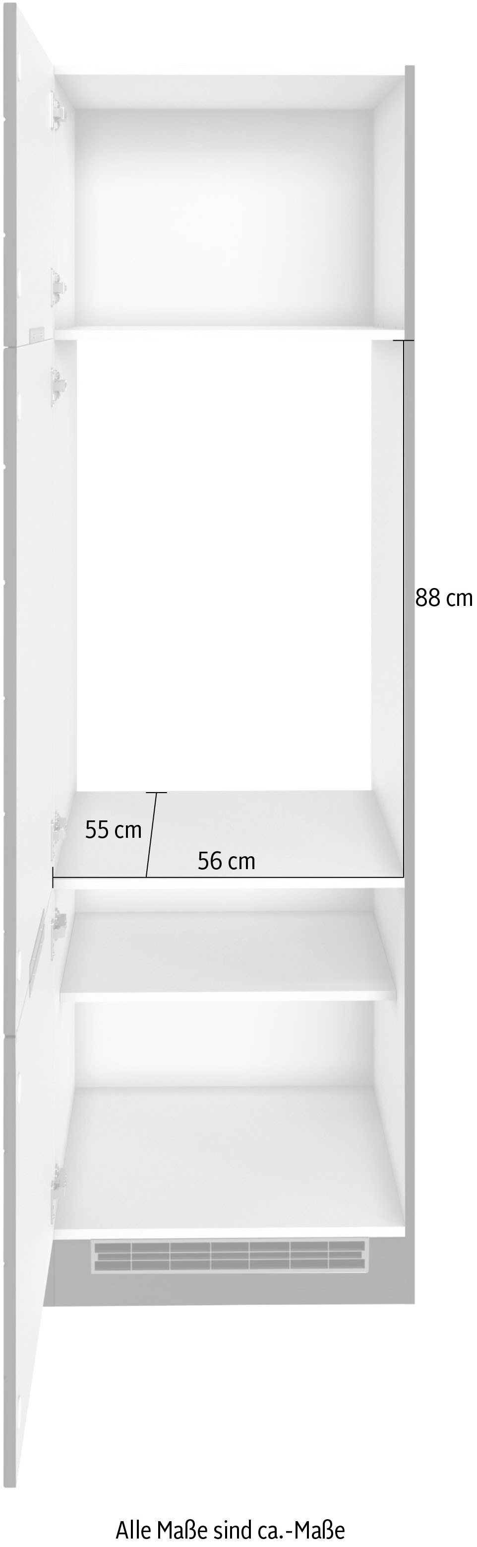 KOCHSTATION Kühlumbauschrank »KS-Luhe«, 60 cm breit, hochwertige MDF-Fronten mit waagerechter Lisene