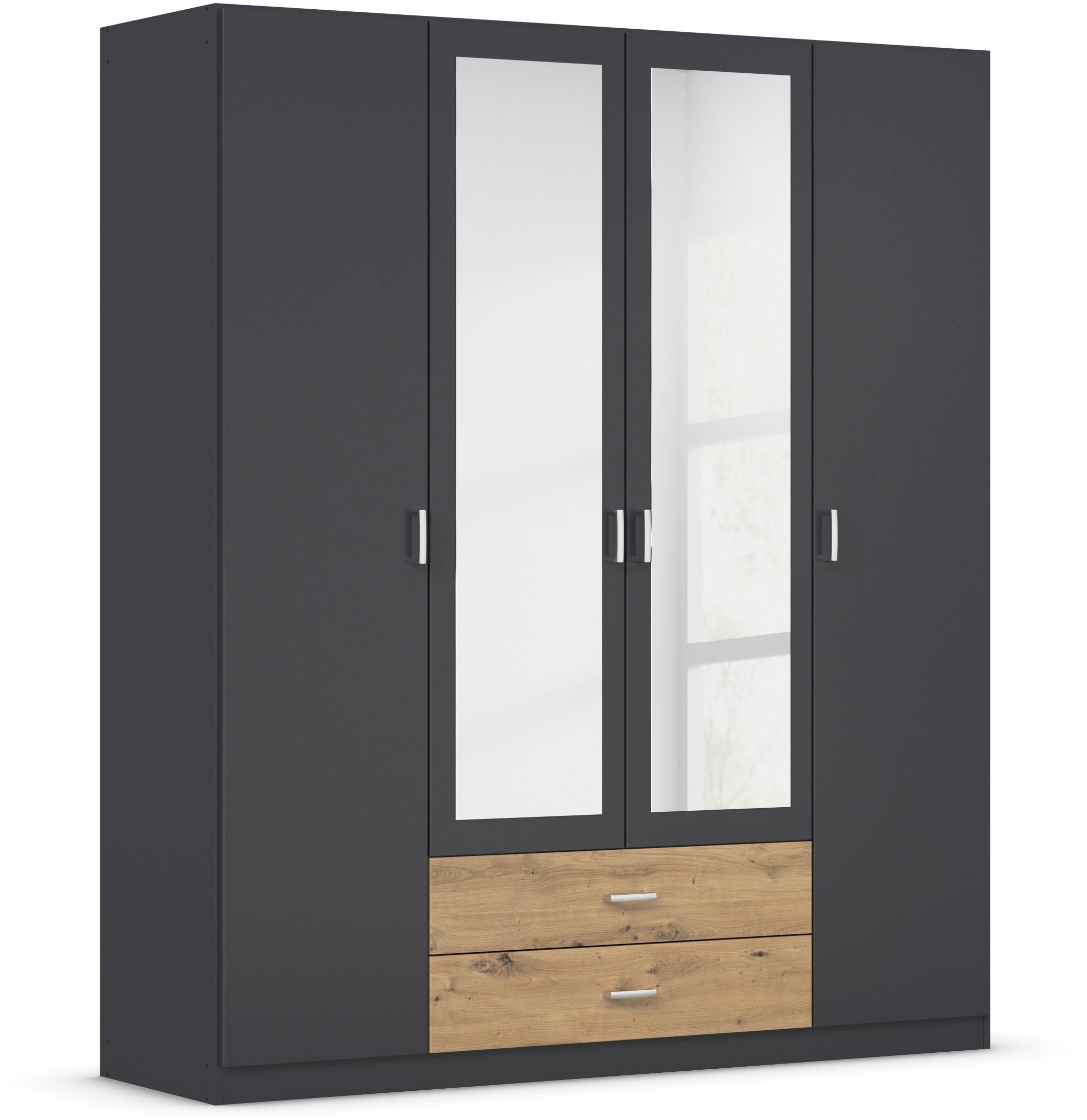 rauch Kleiderschrank "Schrank Garderobe Ankleide GAMMA Breiten 91/136/181/226/271/315/360 cm" in 3 Ausstattungen BASIC/CLASSIC/PREMIUM (inkl. SOFT-CLOSE-Funktion), verschiedene Griff-Varianten, mit Spiegel TOPSELLER MADE IN GERMANY