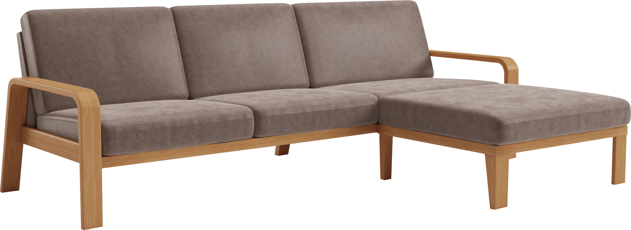 sit&more Ecksofa »Kolding L-Form«, Armlehnen aus eichefarbigem Buchenholz, verschiedene Bezüge und Farben