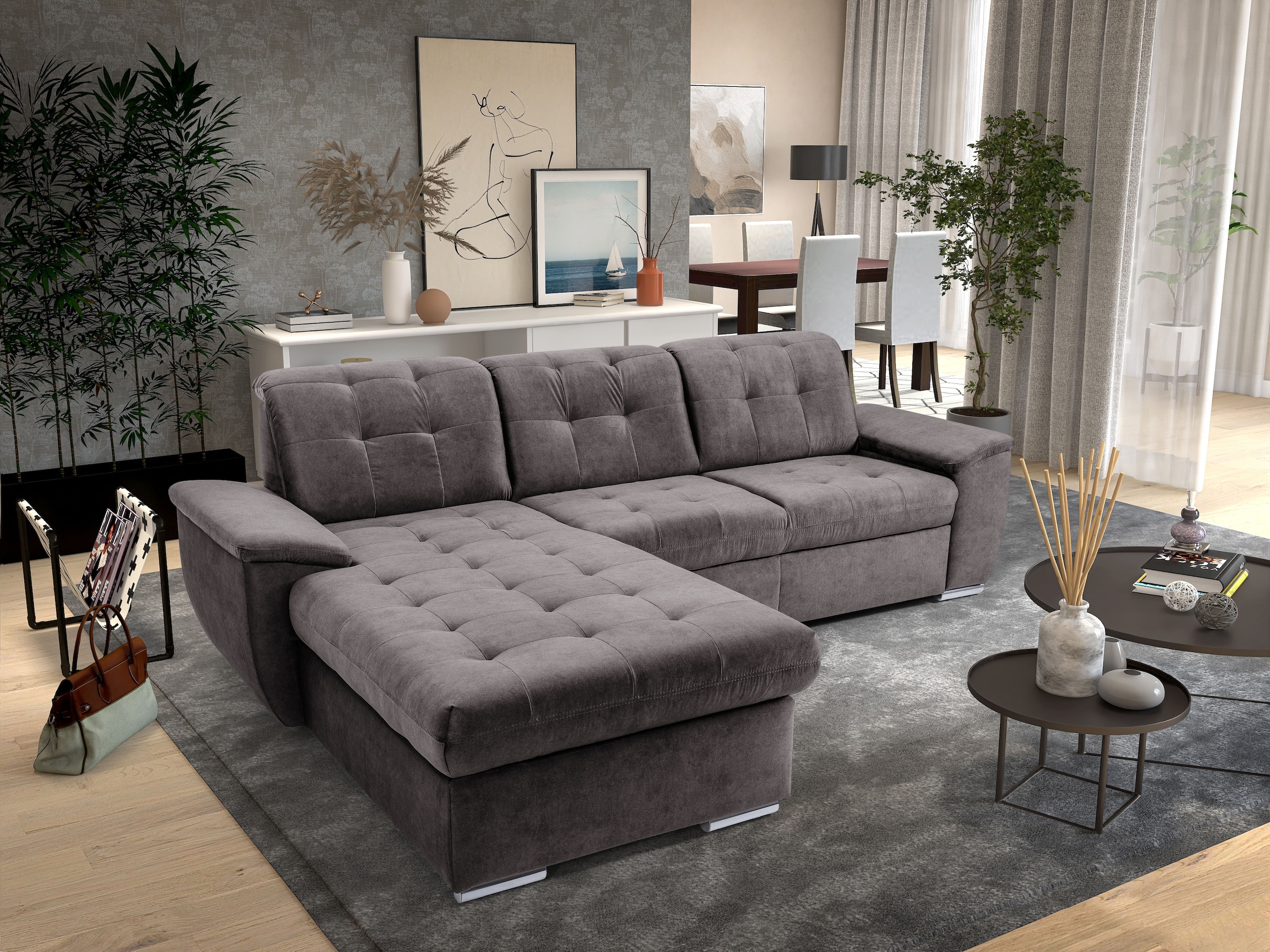exxpo - sofa fashion Ecksofa "Derby Inkl. Kopfteilverstellung, wahlw. Bett günstig online kaufen