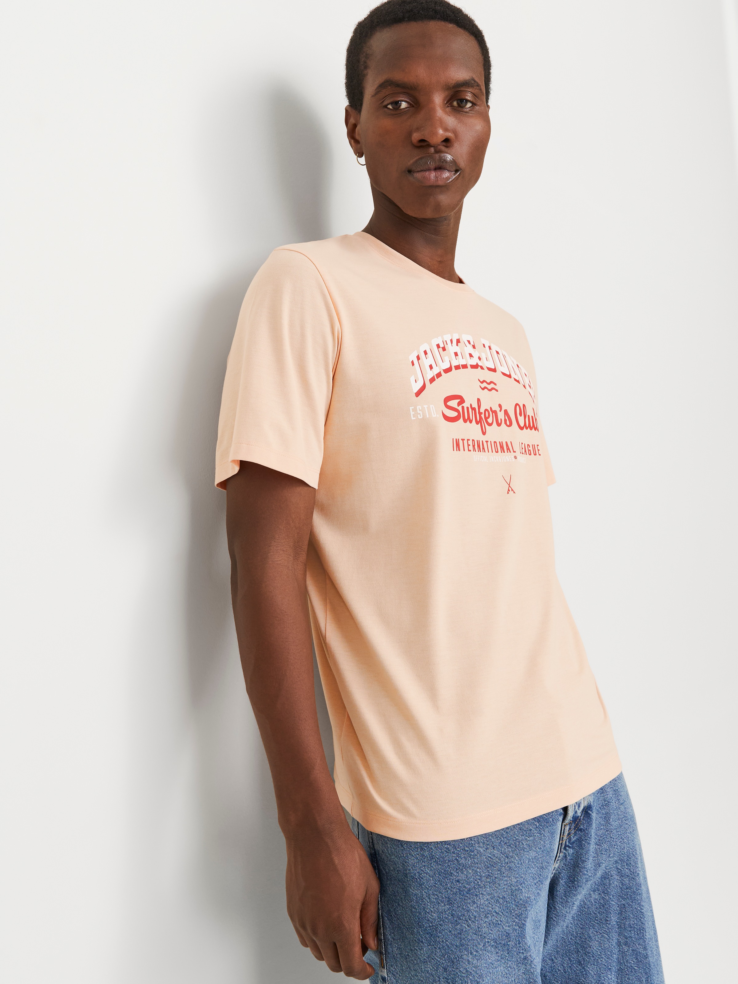 Jack & Jones Rundhalsshirt »JJELOGO TEE SS O-NECK 2 COL SS25 SN«, mit Logo Print