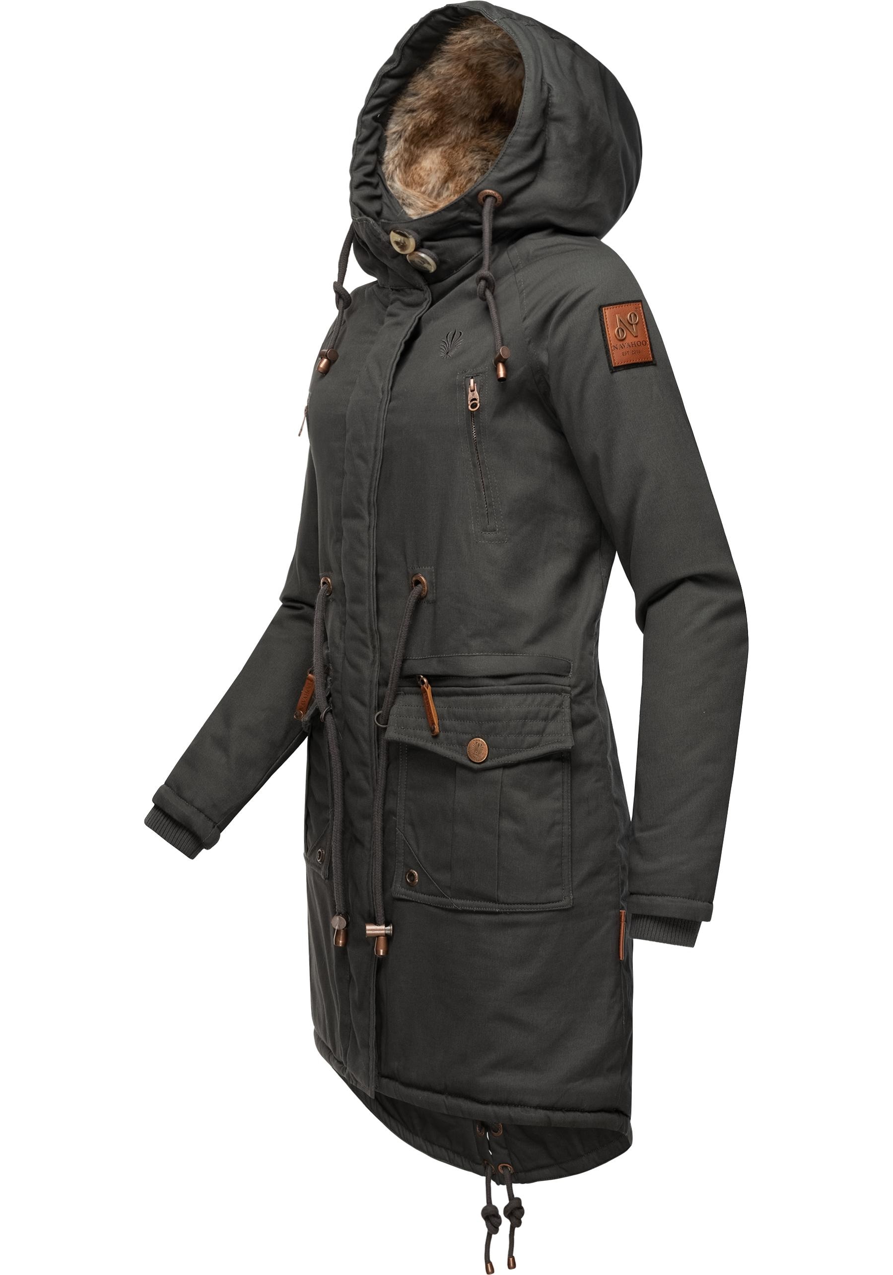 Navahoo Wintermantel »Rosinchen«, stylischer Damen Winter Baumwollparka mit Kunstfell