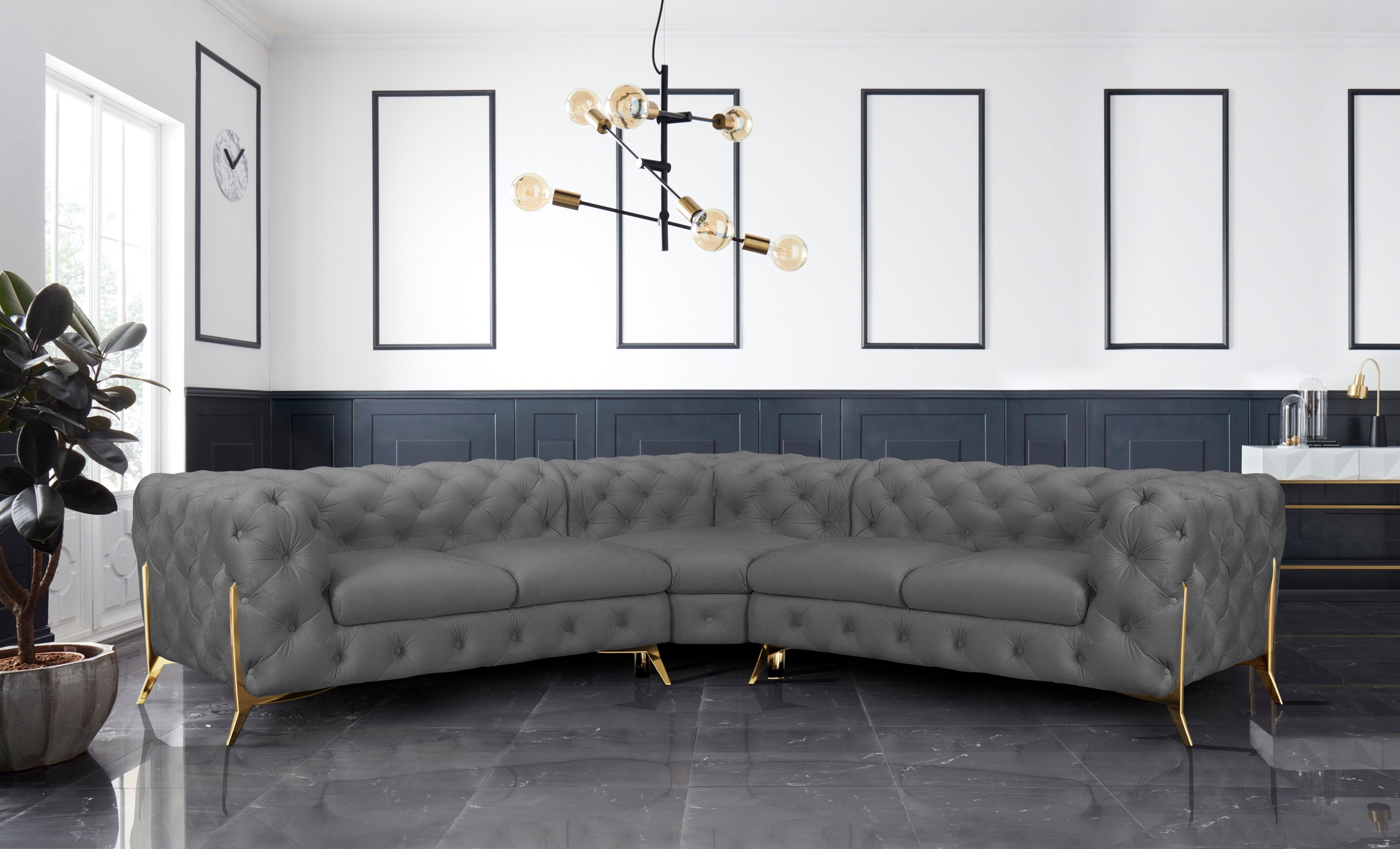 Home affaire Chesterfield-Sofa "Amaury L-Form" Chesterfield-Optik, Breite/T günstig online kaufen