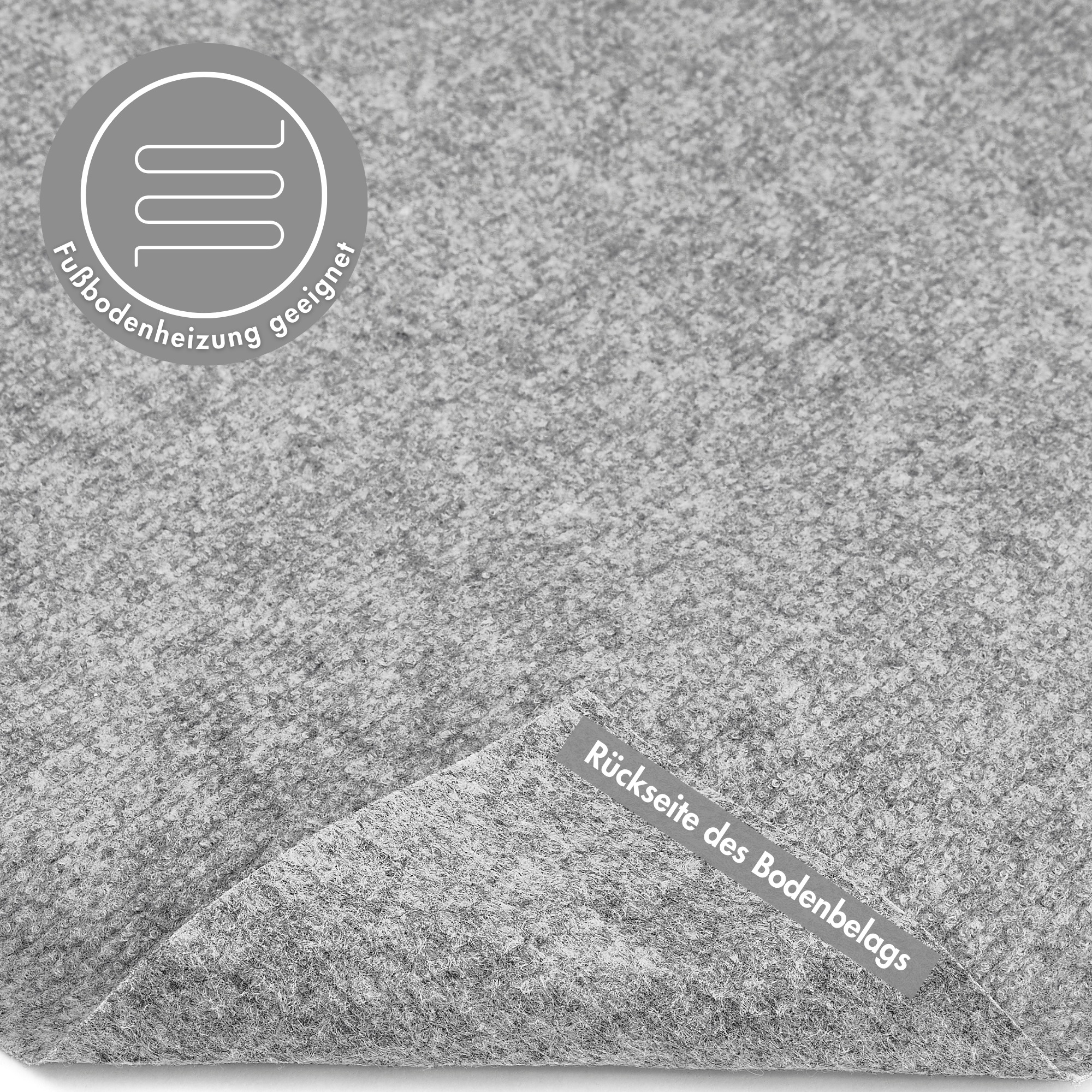 Teppichboden ANDIAMO "Milo, Nadelfilz, Gesamthöhe 2,5 mm, Made in Belgium", grau, B:200cm L:100cm, Polyester, Polypropylen (PP), Teppiche, Uni Farben, Breite 100 cm oder 200 cm, Wohnzimmer, strapazierfähig 2
