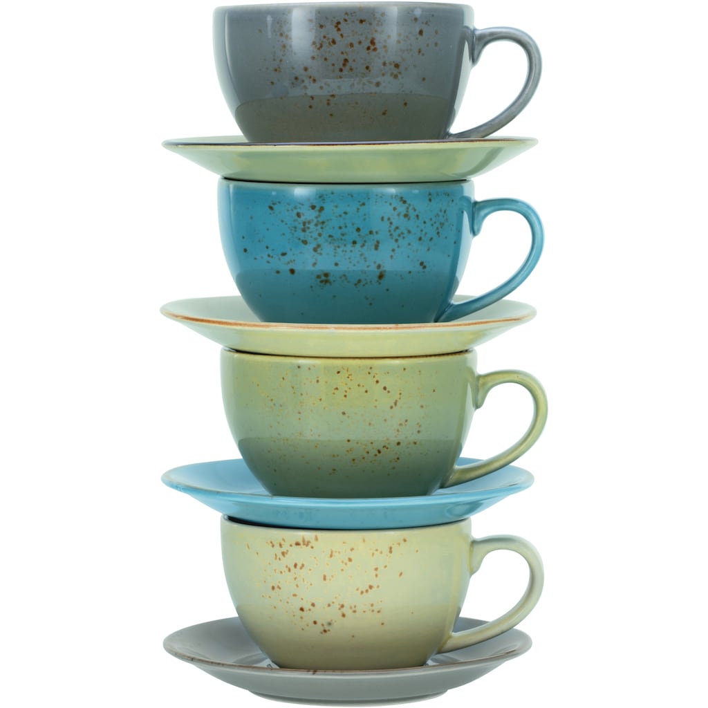 CreaTable Cappuccinotasse »Kaffeetasse NATURE COLLECTION«, (Set, 8 tlg.)