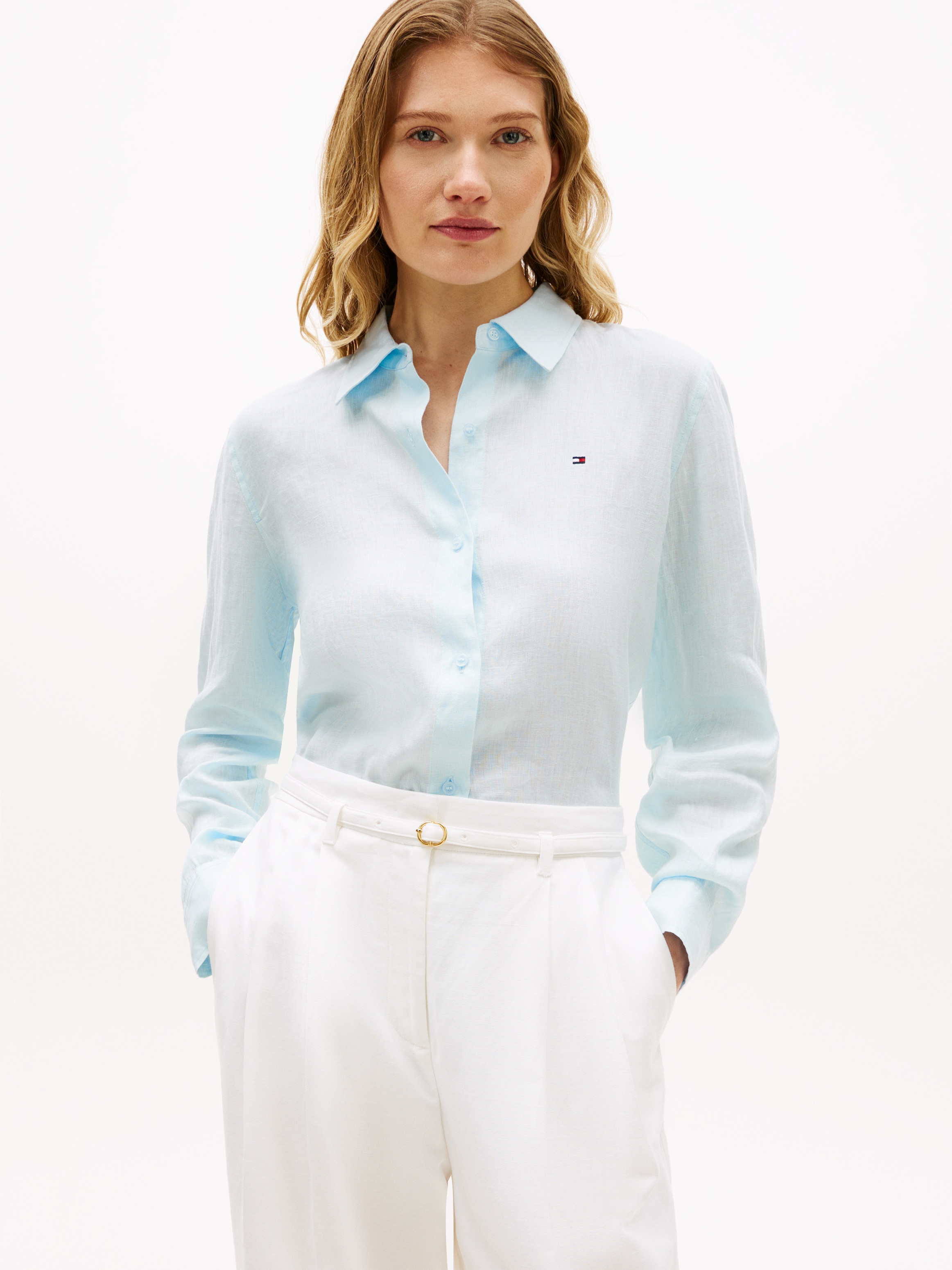 Tommy Hilfiger Hemdbluse "ESS LINEN RELAXED SHIRT" mit Logostickerei,kühlen günstig online kaufen