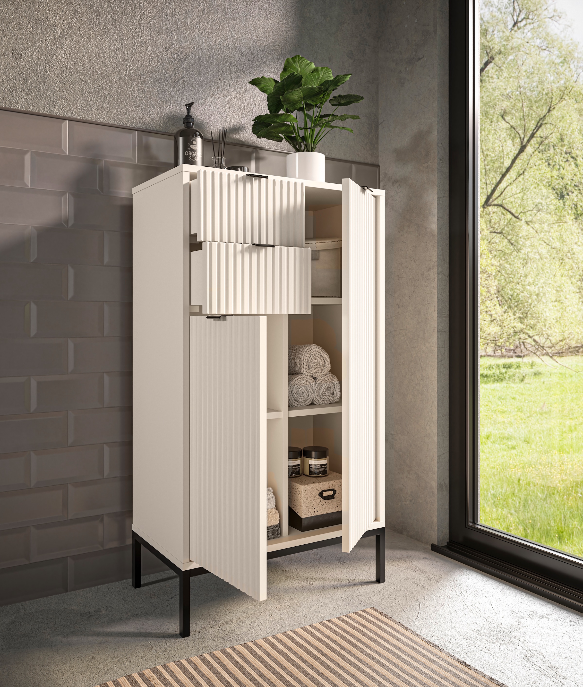 BASIC by Balculina Midischrank »Lucera Midischrank, Badezimmerschrank BxHxT 60x106x32« 1 Stk. tlg. Breite 60 cm, Tür L/R montierbar