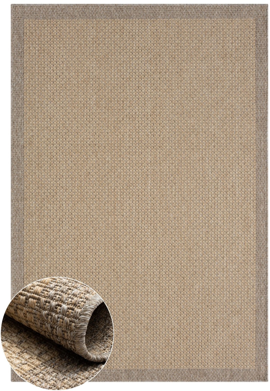 Myflair Möbel & Accessoires Teppich »Natura Lagerräumung«, rechteckig, 6 mm Höhe, Uni Farben, mit Bordüre, Outdoor geeignet, Balkon, Terrasse