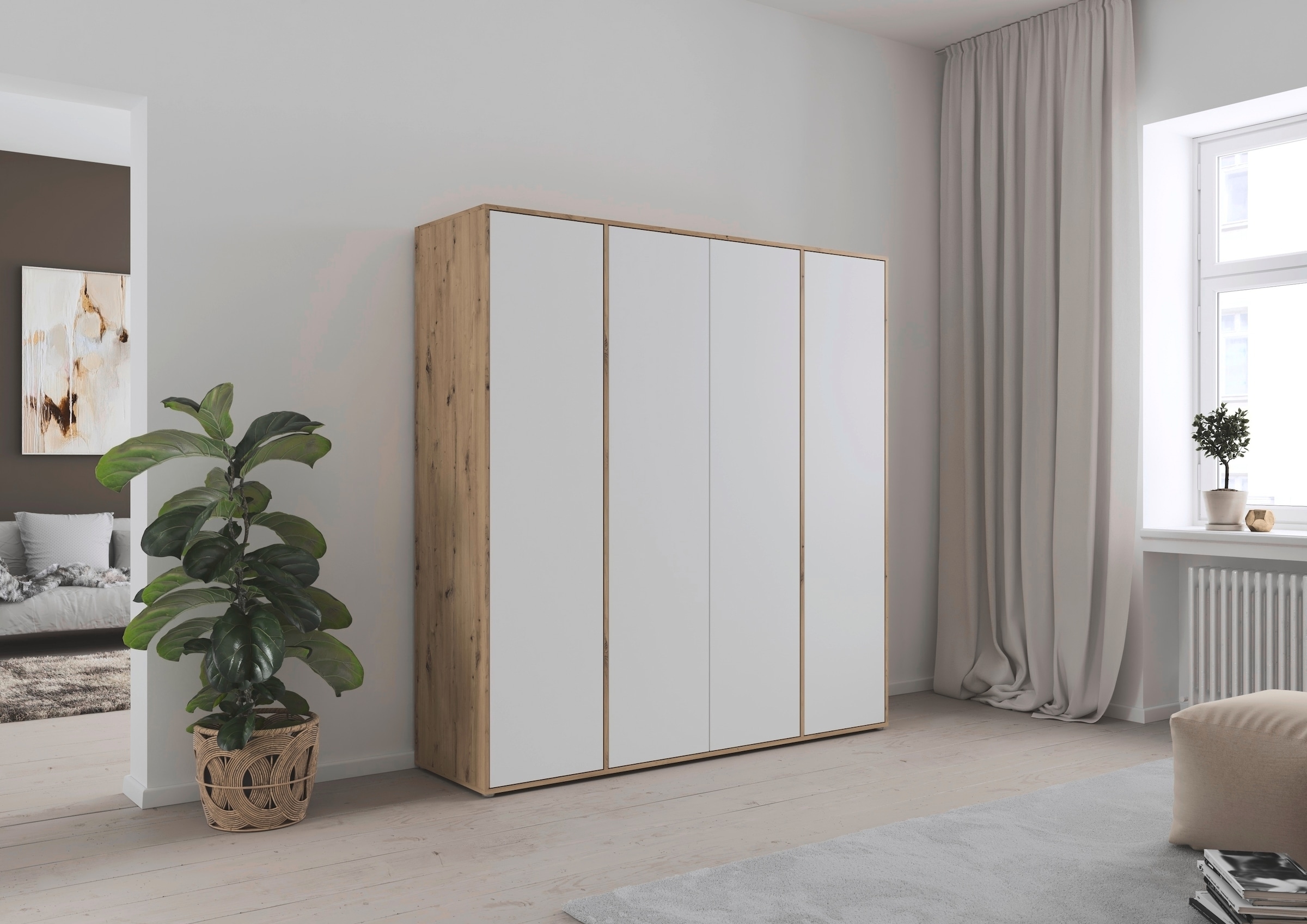 rauch Drehtürenschrank »Kleiderschrank Schrank Garderobe Wäscheschrank NABILA viel Stauraum«, (in 3 verschiedenen Ausstattungen BASIC/CLASSIC/PREMIUM), in 2 Breiten mit Push-to-Open Funktion TOPSELLER MADE IN GERMANY
