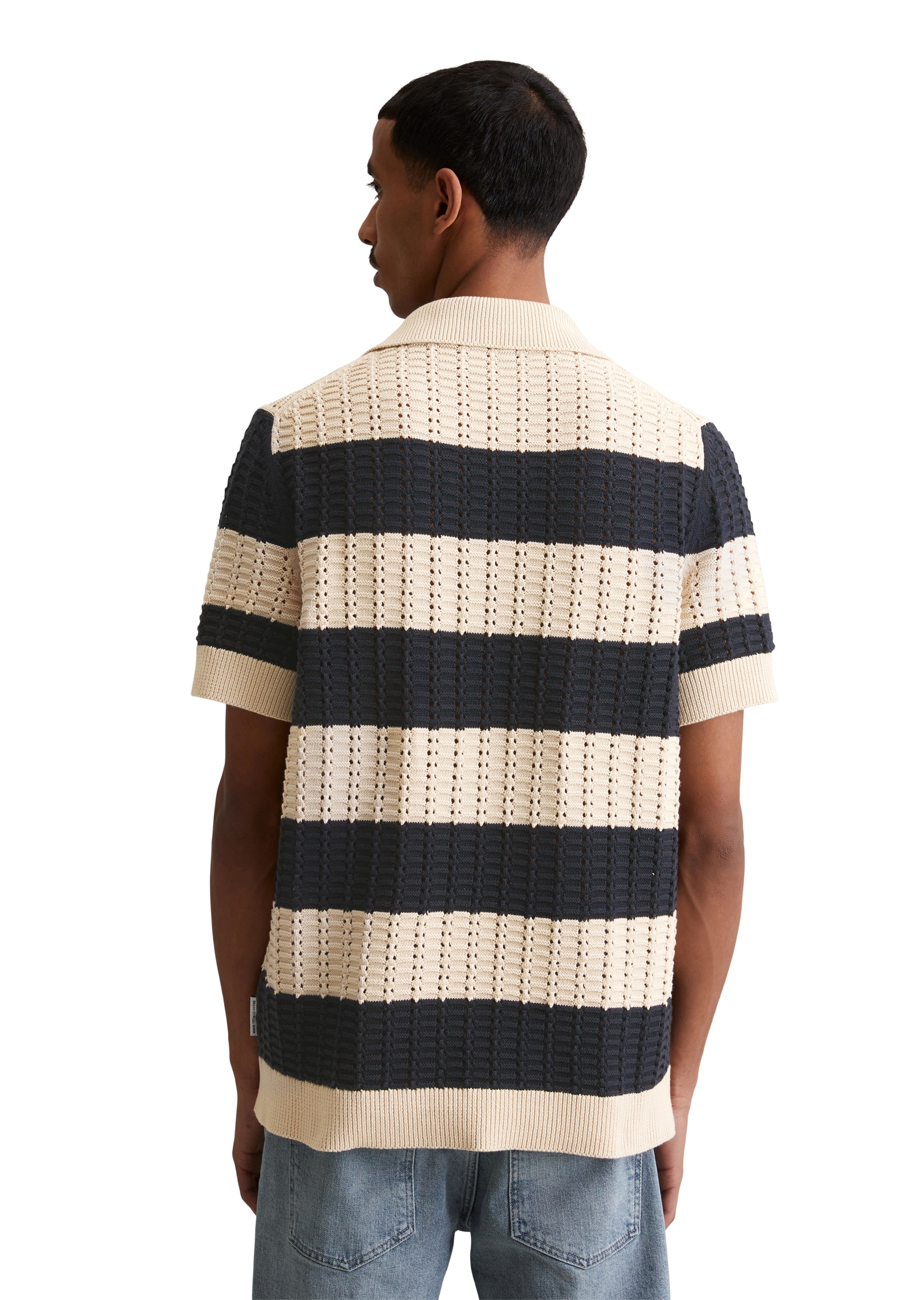 Marc O'Polo DENIM Poloshirt, markantes Loch-Strickmuster