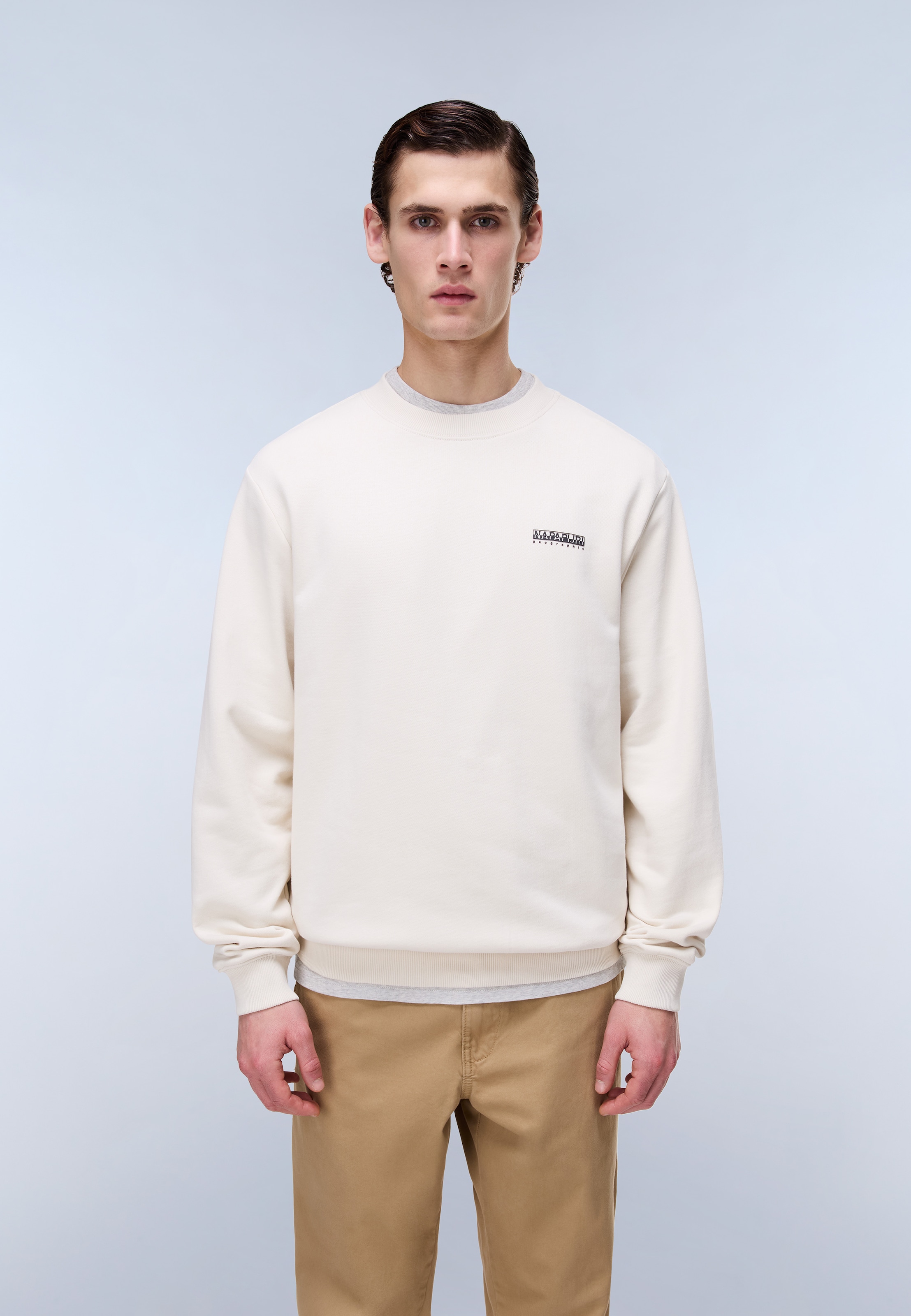 Napapijri Sweatshirt "B-SMALL BOX C BEIGE DIMITY", sportlicher Stil, mit Rundhalsausschnitt, ohne Verschluss