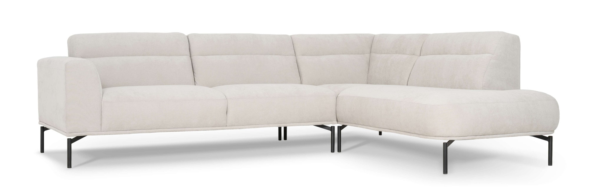 OTTO home Ecksofa »Nennor, weiches Chenille« Breite 278 cm, Wellenunterfederung, schwarze Metallfüße