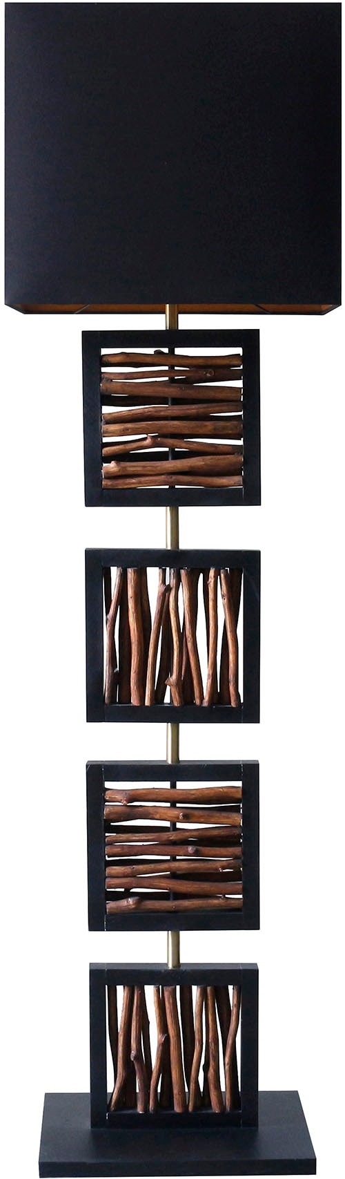 "SALESFEVER Stehlampe ""Treibholz"", beige (natur, schwarz), 1, H: 163cm, 1 Stk., Leuchten, Schirm innen goldfarben, Stehlampe"