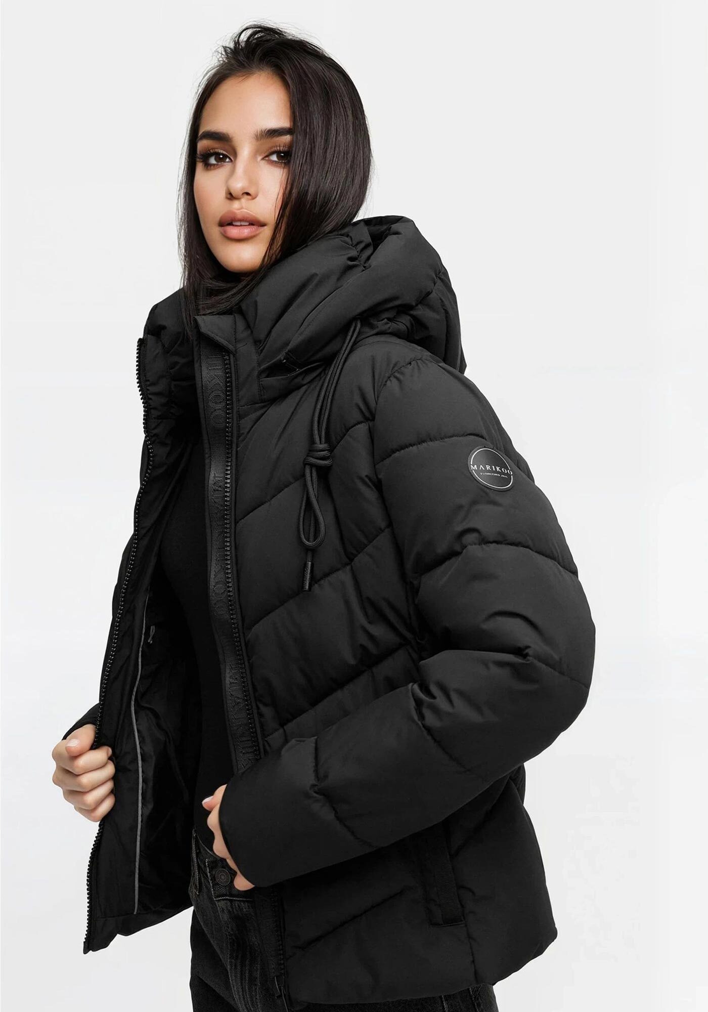 Thumbnail - Marikoo Winterjacke "Sahnemausii" mit Kapuze mit abnehmbarer Kapuze und hohem Kragen