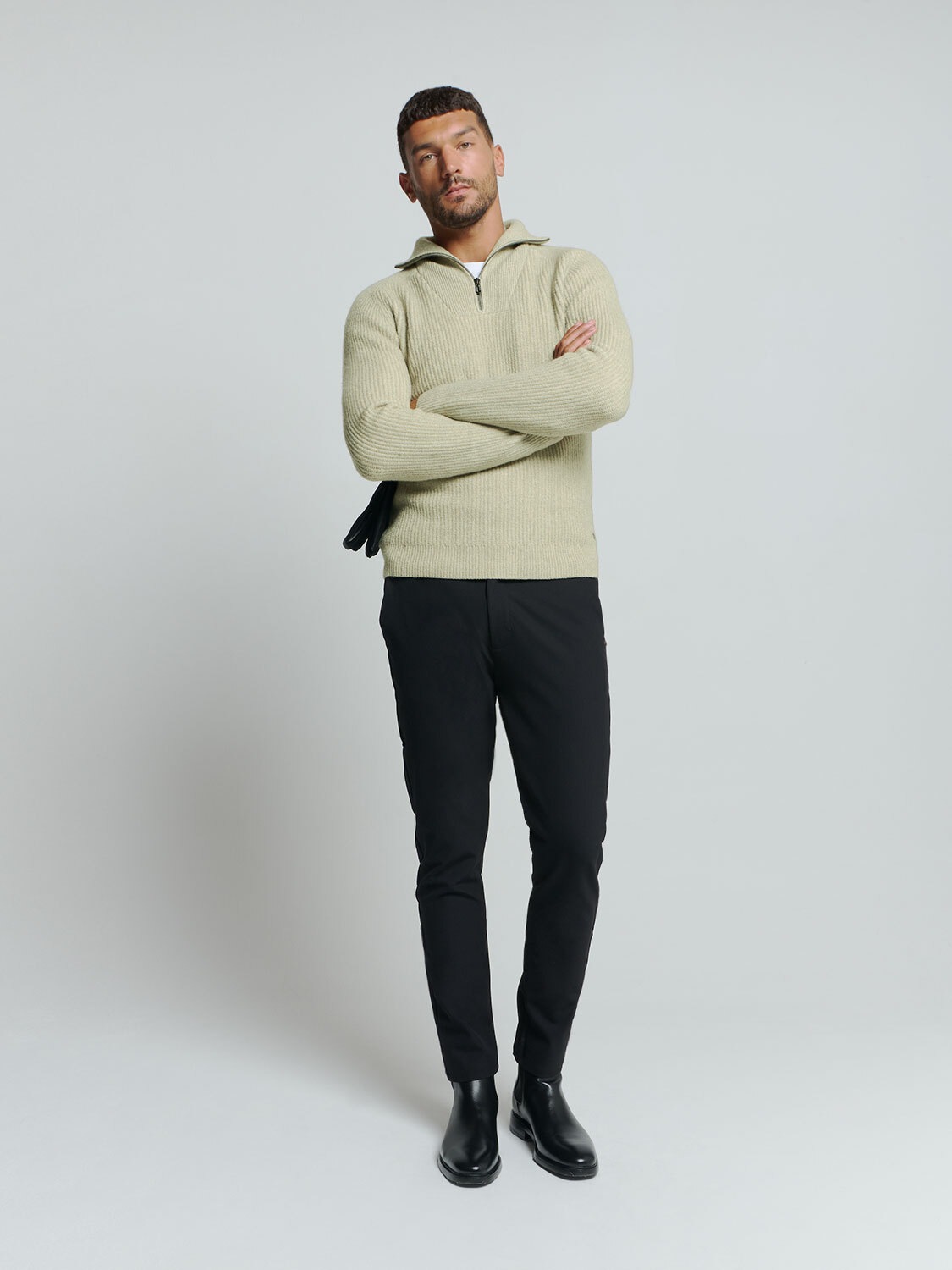 NO EXCESS Rollkragenpullover »No Excess Pullover mit halbem Reißverschluss und Wolle«