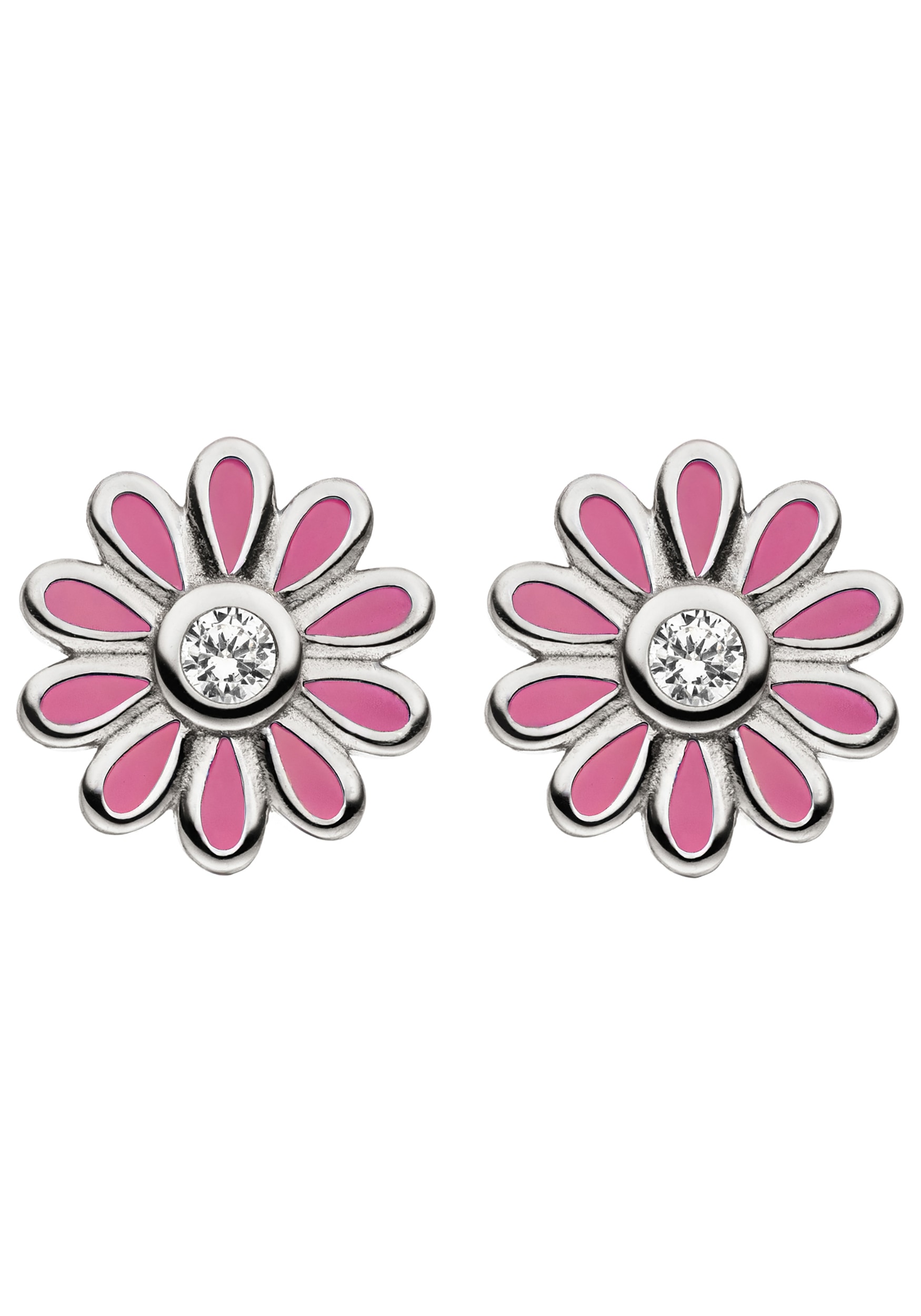 JOBO Paar Ohrstecker »Kleine Ohrringe rosa Blume 6 mm« 925 Silber mit 2 Zirkonia