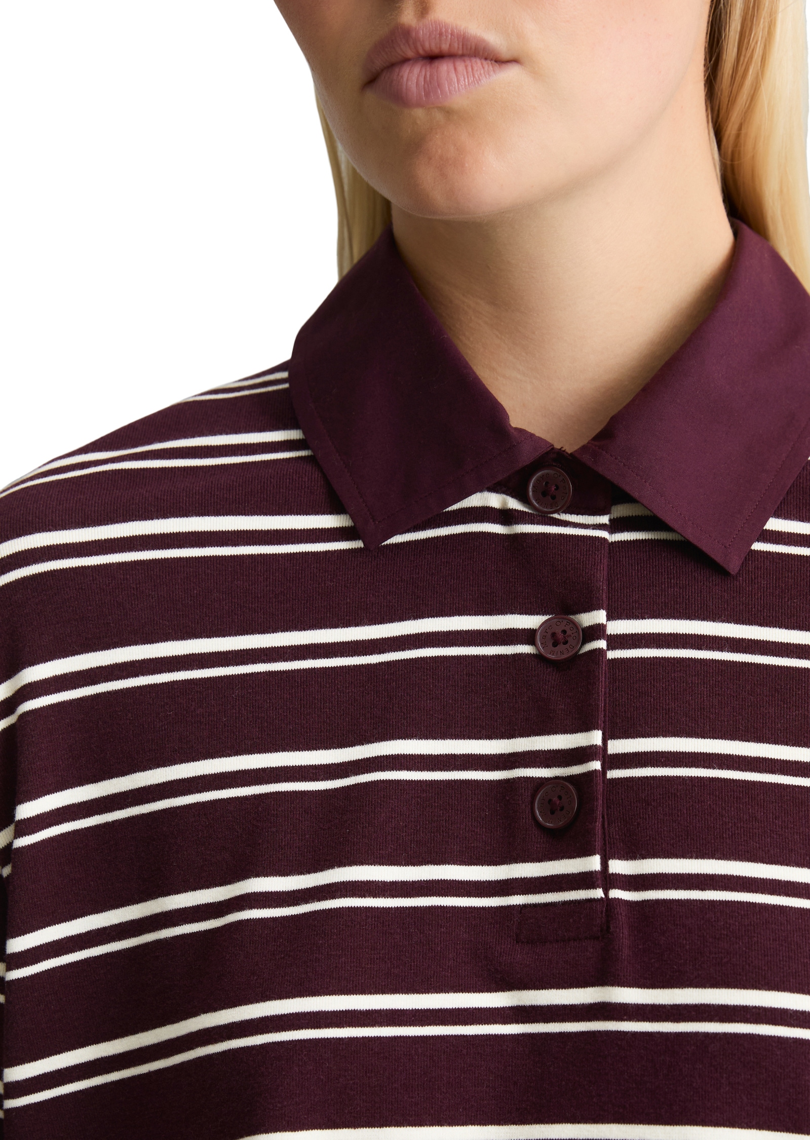 Marc O'Polo DENIM Langarm-Poloshirt »aus gestreiftem Heavy Jersey«