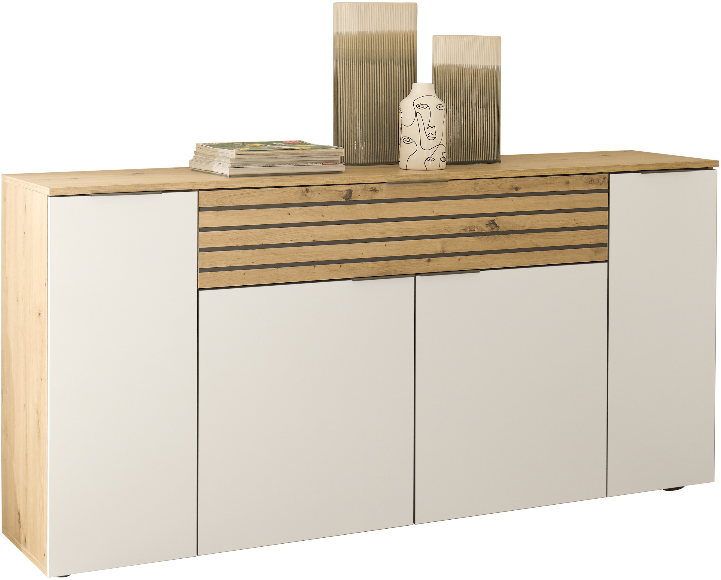 HBZ Sideboard »BZ 5110 Wohnzimmerschrank, BxHxT 177x85x37 cm«, (1 St.), Wohnzimmerschrank mit 4 Türen, 1 Schubkasten, 4 Einlegeböden