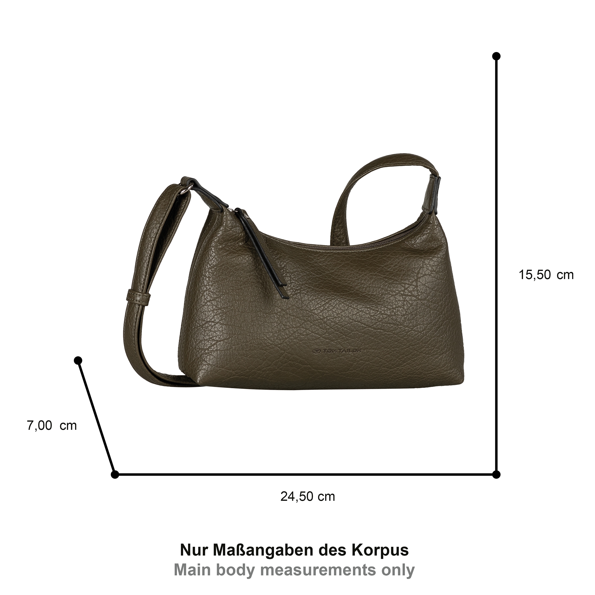 TOM TAILOR Umhängetasche »Evelina«, aus weichem Lederimtitat in lässiger Trapezform mit dekorativen Seiten