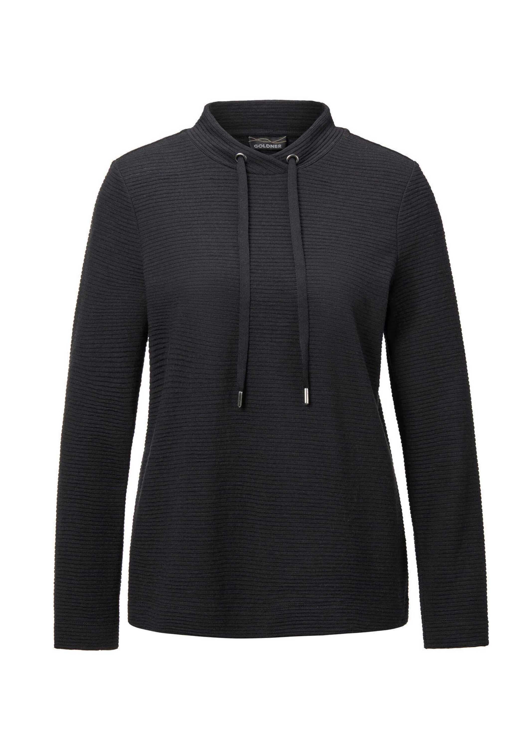GOLDNER Kurzarmshirt "Langarm Viskose-Pullover, Stehbund" Sportive Kordel günstig online kaufen