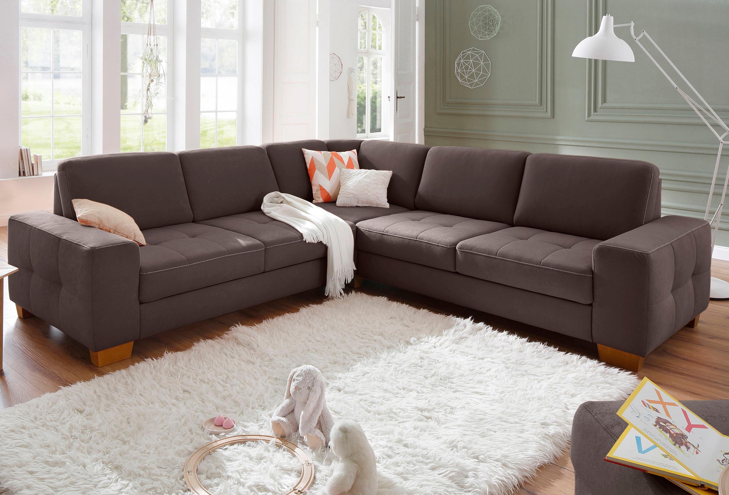 Home affaire Ecksofa »Puccini L-Form« mit Federkern, Sitztiefenverstellung, Kontrastnaht
