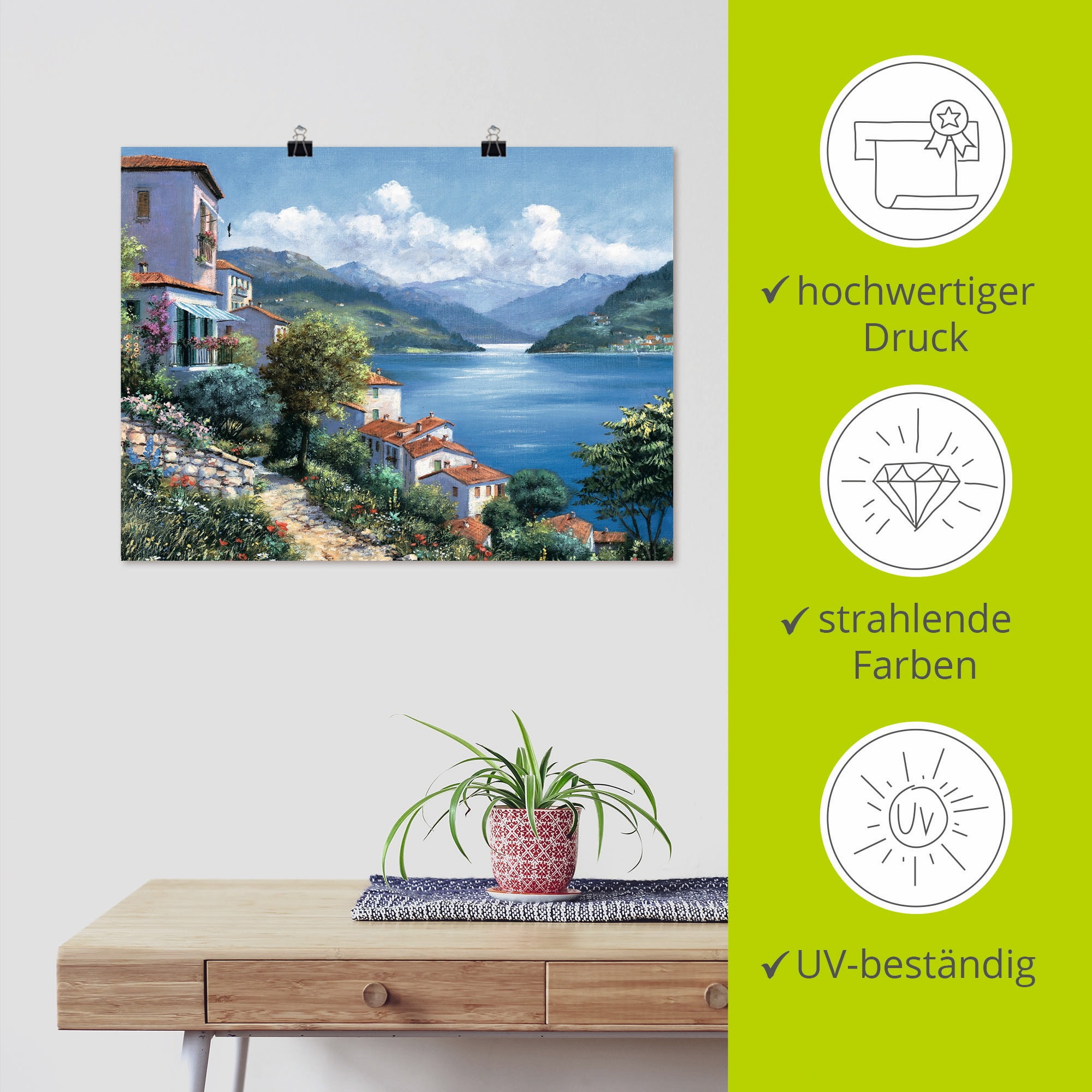 Artland Wandbild »Urlaubsaussicht«, Gewässer, (1 St.), als Leinwandbild, Poster in verschied. Größen